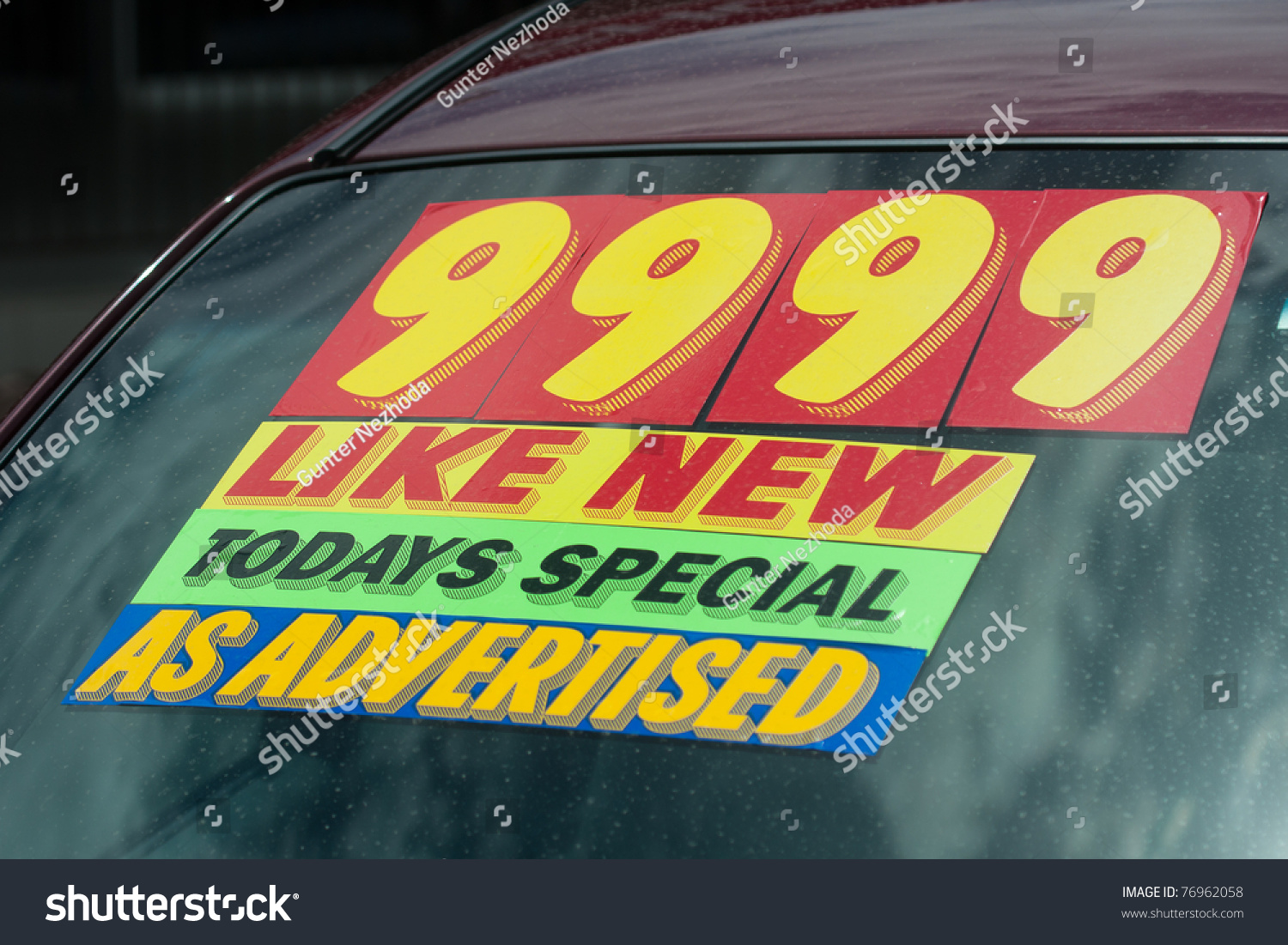 Windshield Price Sticker On A Used Car Lot For Sale Stock Photo 76962058 Shutterstock