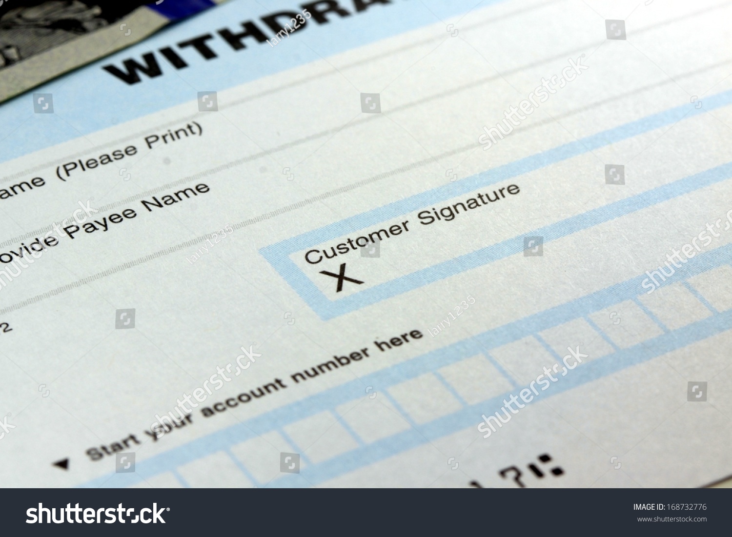 Withdrawal Slip From Checking Or Savings Account Stock Photo 168732776