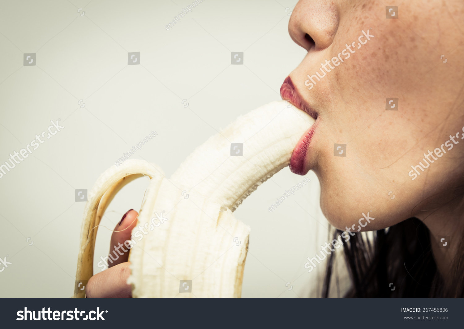 Woman Eating Banana Close On Banana Stock Photo Shutterstock