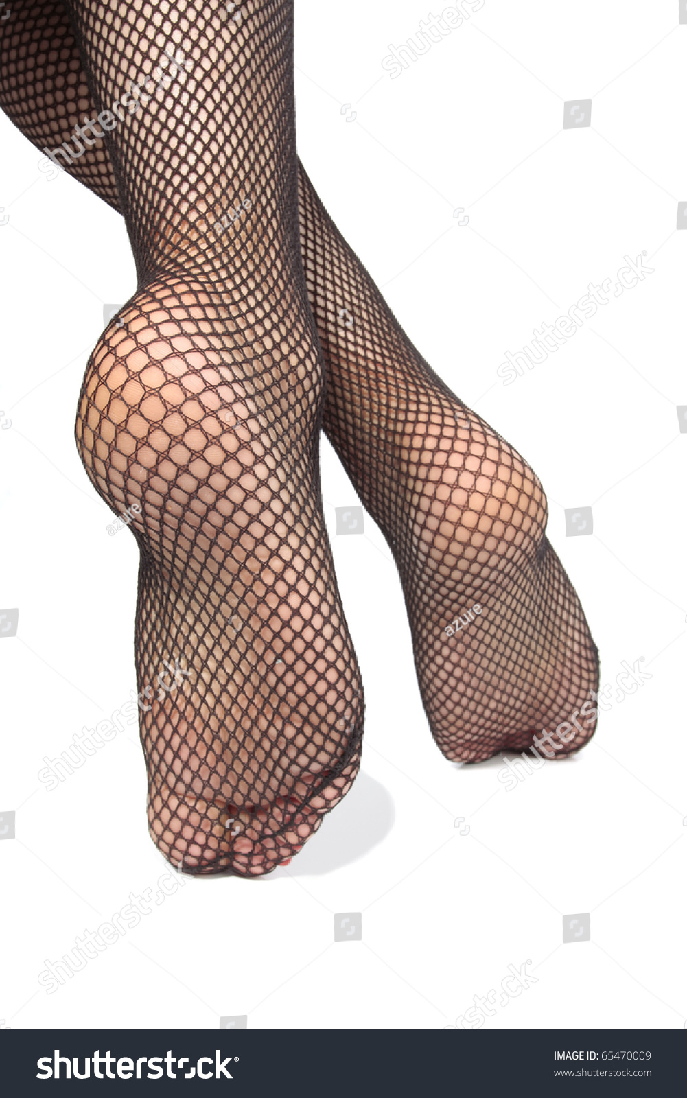 Woman Feet Fishnet Tights Over White Stock Photo 65470009 Shutterstock