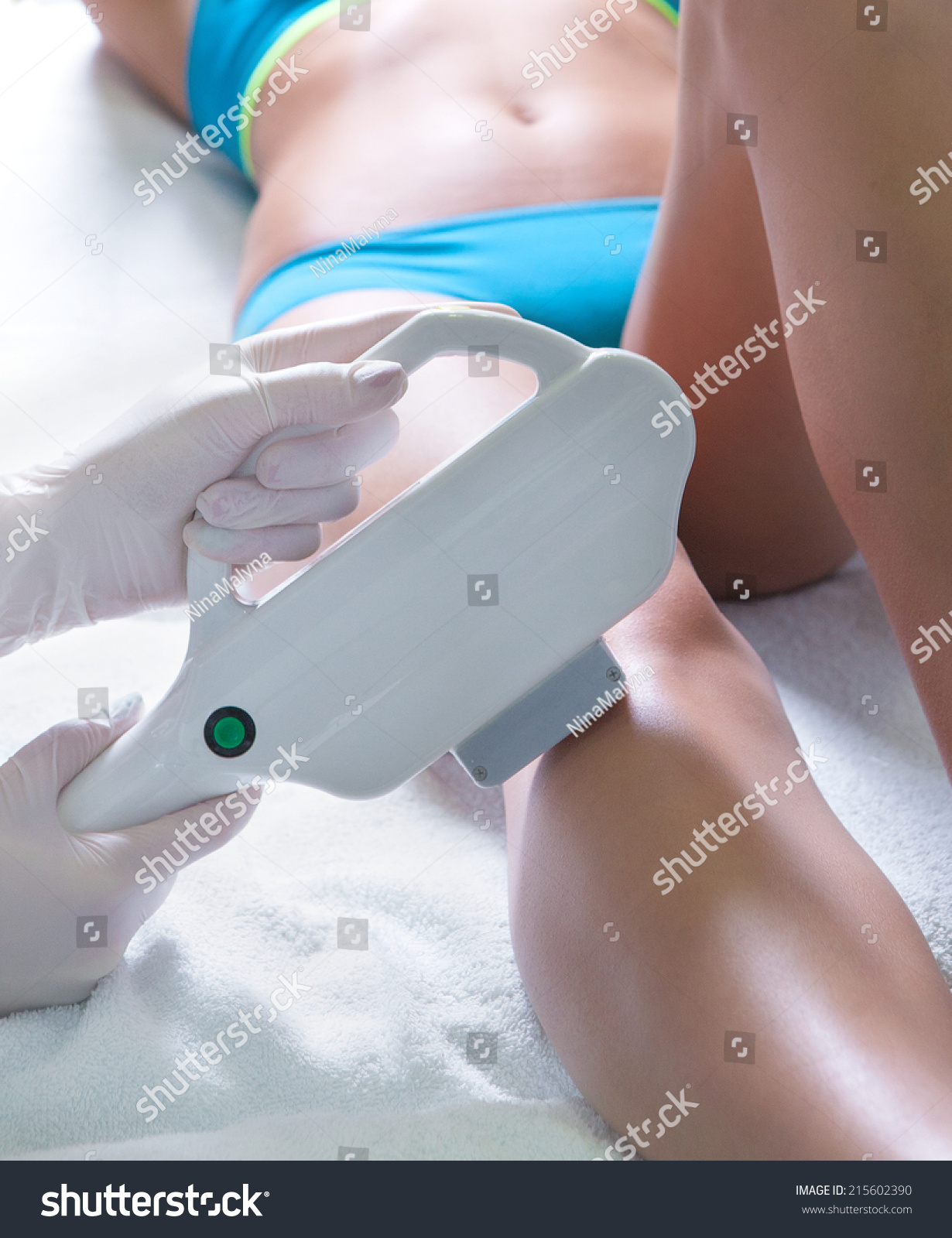 Woman Getting Laser Treatment Medical Spa Stock Photo 215602390