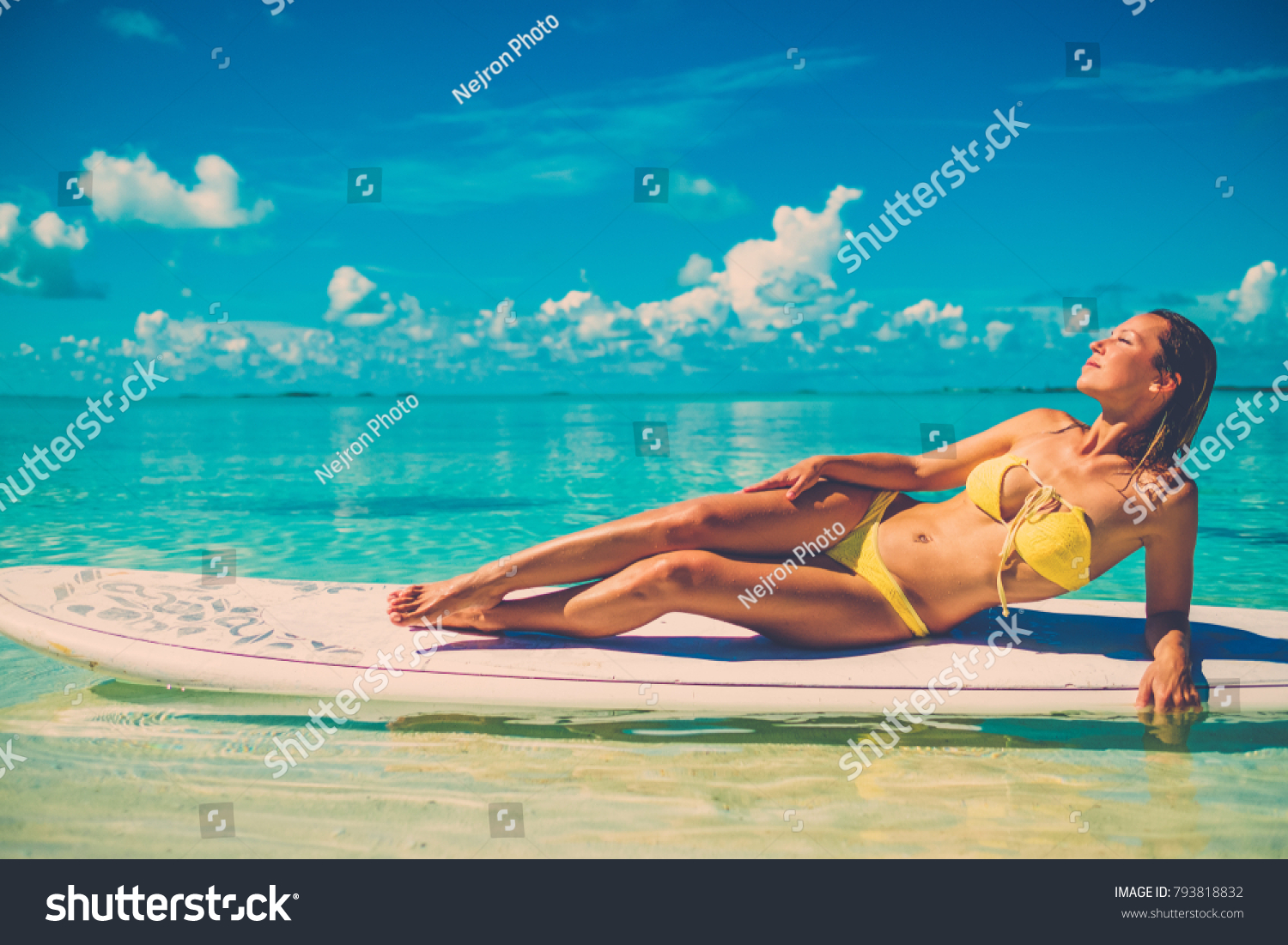 Woman Bikini Sunbathing On Beach Exuma Stock Photo Edit Now 793818832