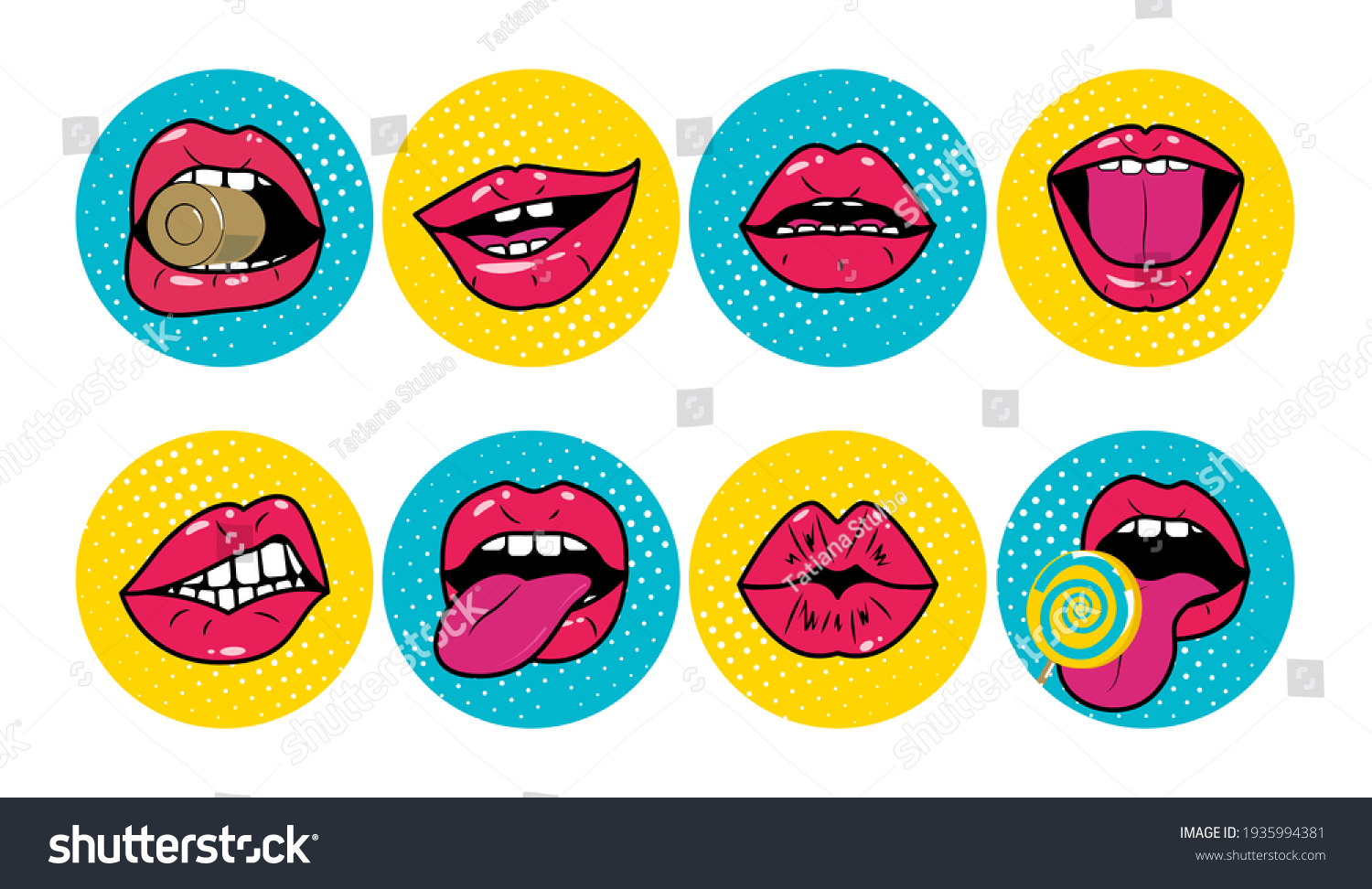 Woman Lips Pop Art Retro Style Stock Illustration Shutterstock