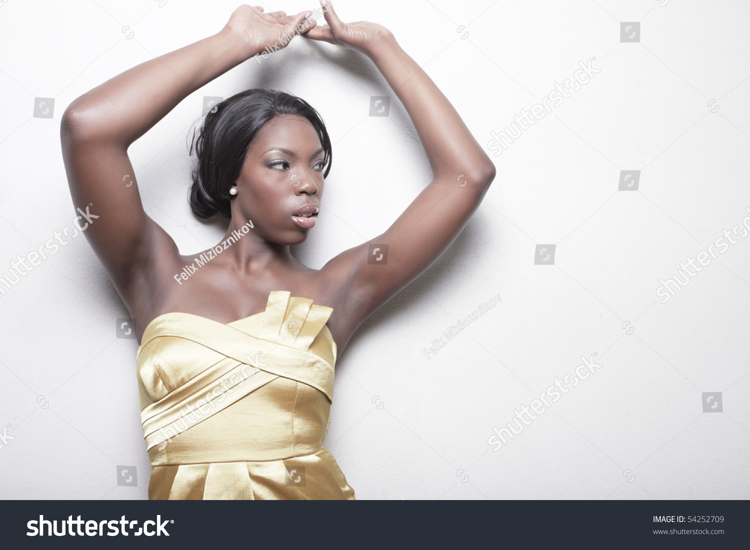 Woman Posing Arms Above Her Head Stock Photo 54252709 Shutterstock
