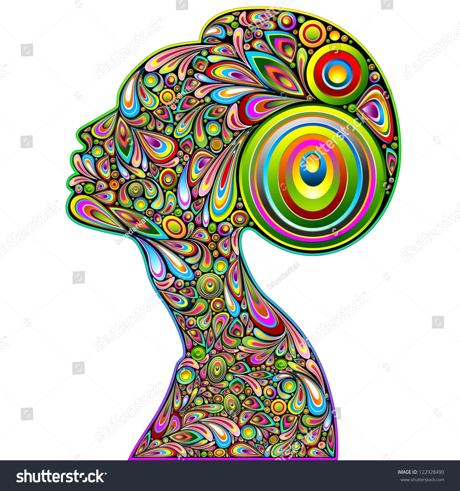 Woman Psychedelic Portrait Art Design Stock Photo 122928490 : Shutterstock