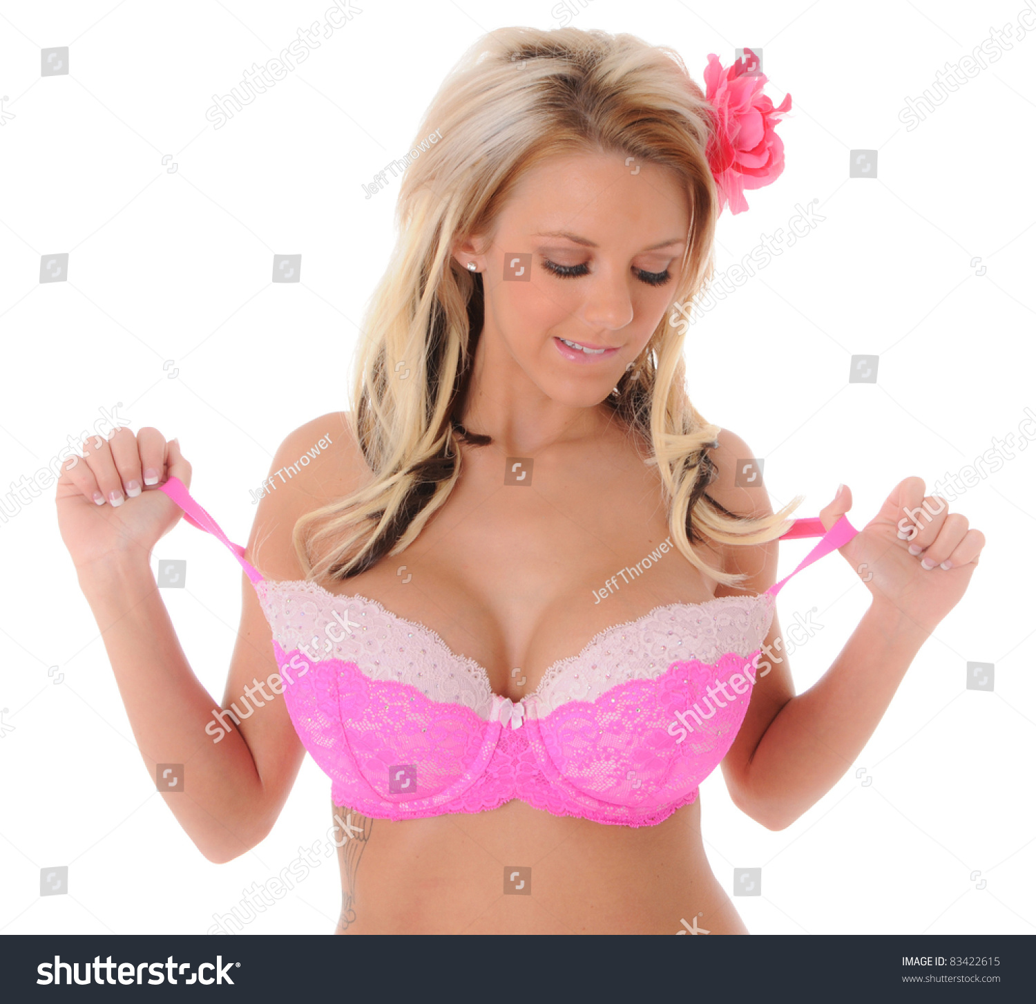 Woman Removing Pink Lingerie Top Stock Photo Shutterstock