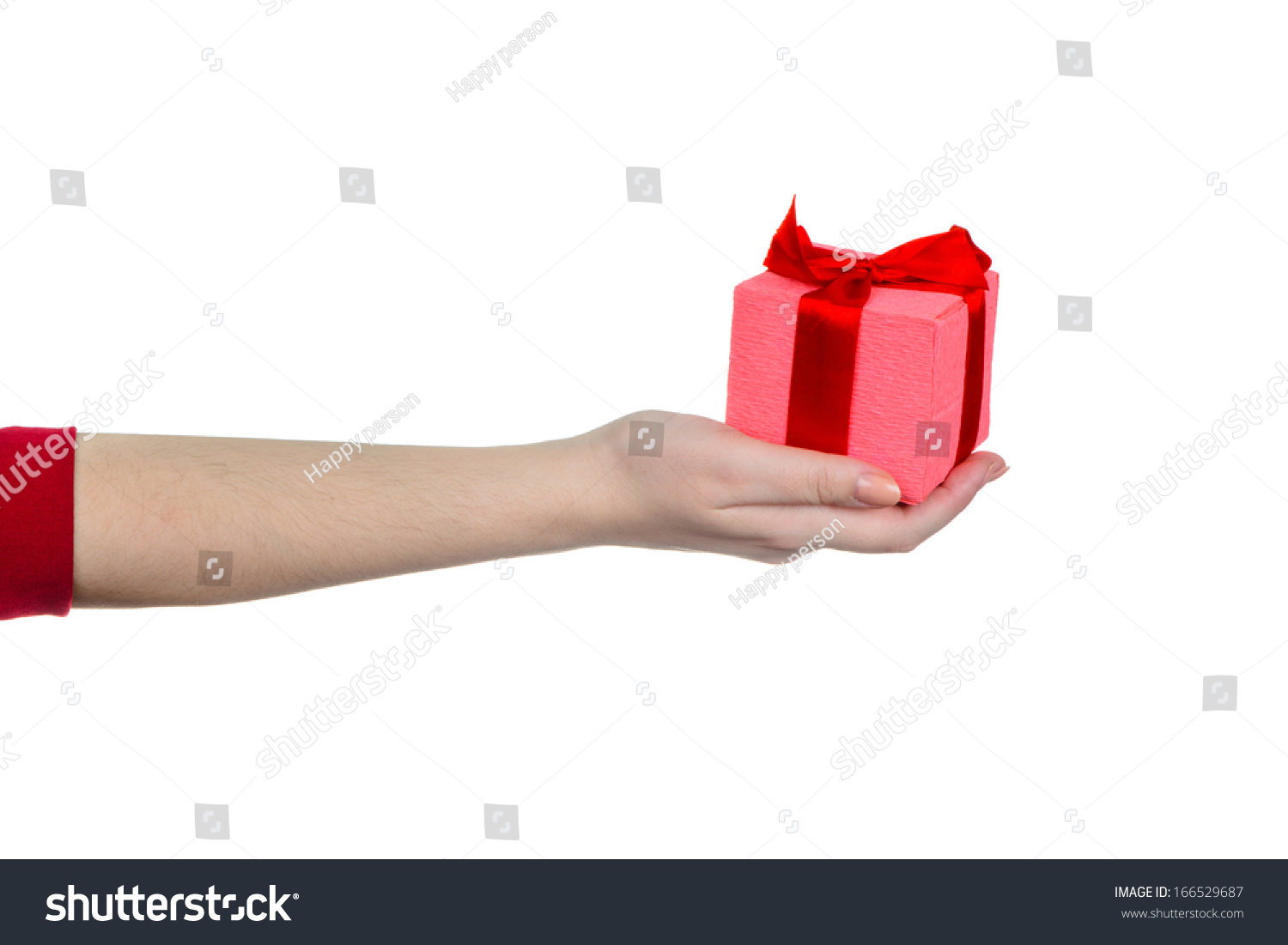 Womans Hand Holding Pink Gift Box Stock Photo Shutterstock