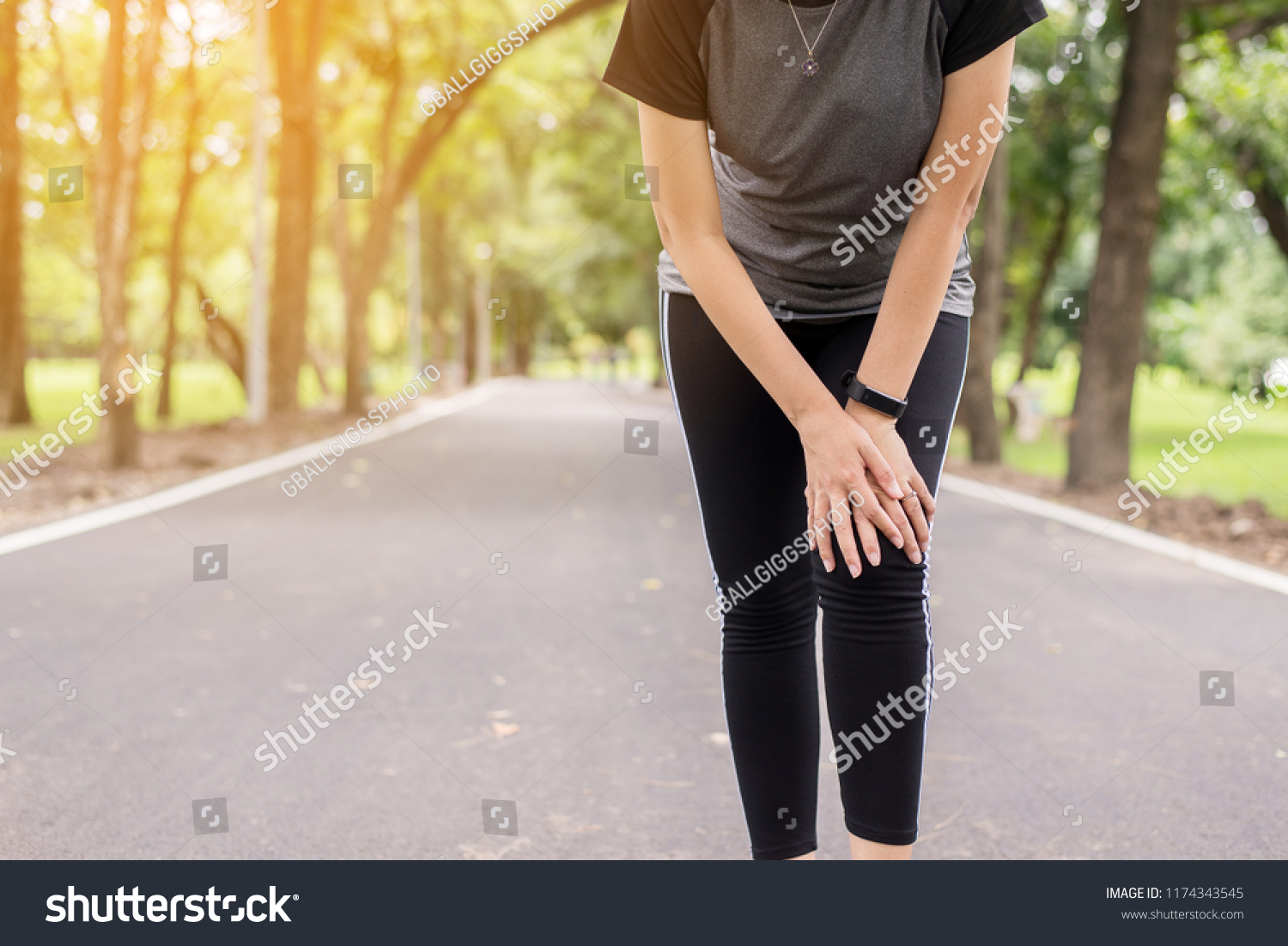 Woman Suffering Pain Leg Injury After Stock Photo Shutterstock