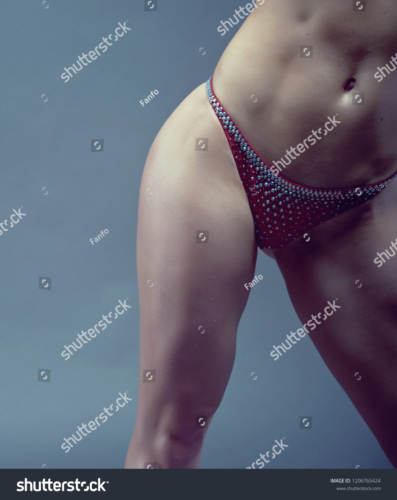 Woman Perfect Athletic Body Fitness Bikini Stock Photo