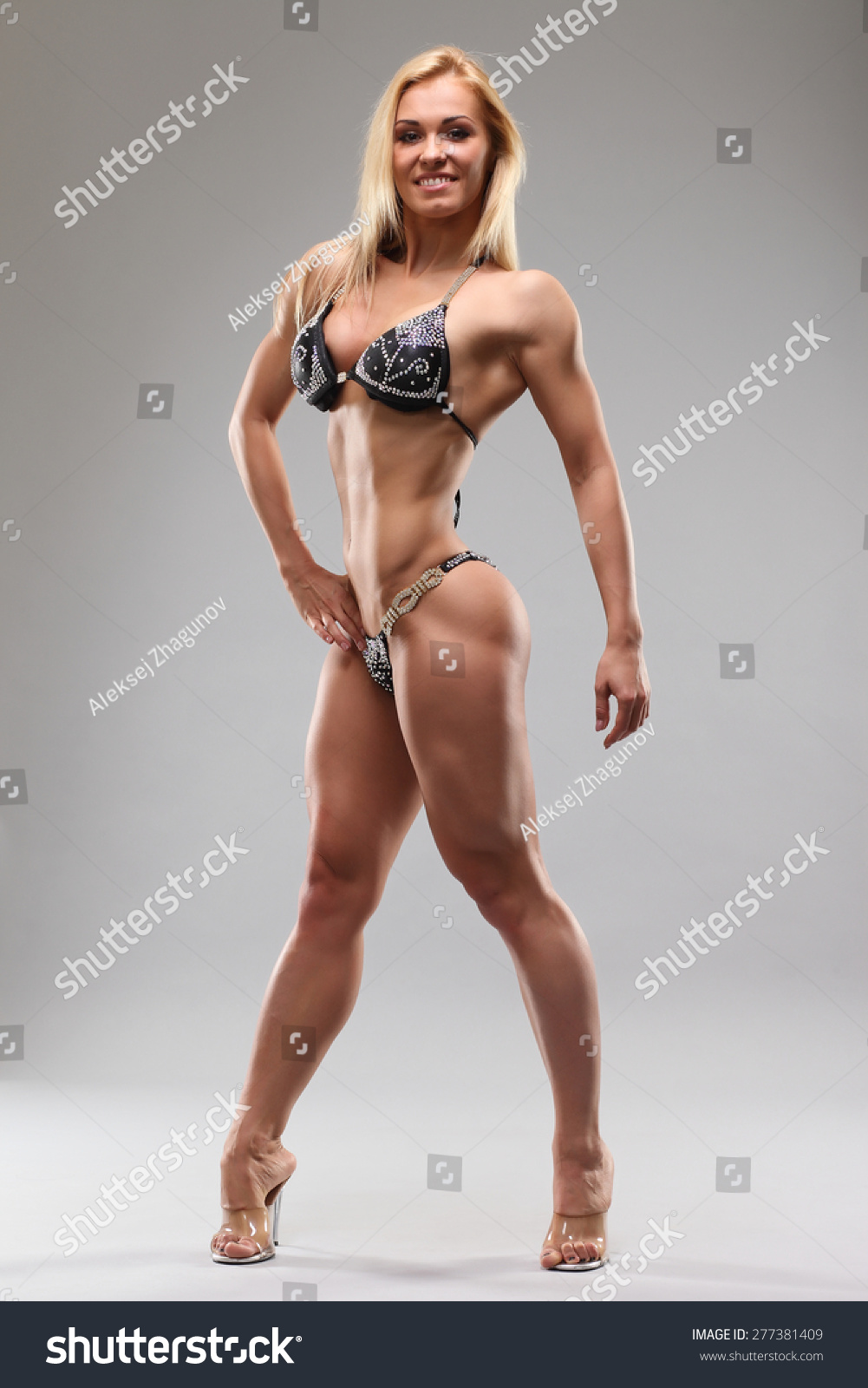 Woman Perfect Athletic Body Fitness Bikini Stock Photo 277381409