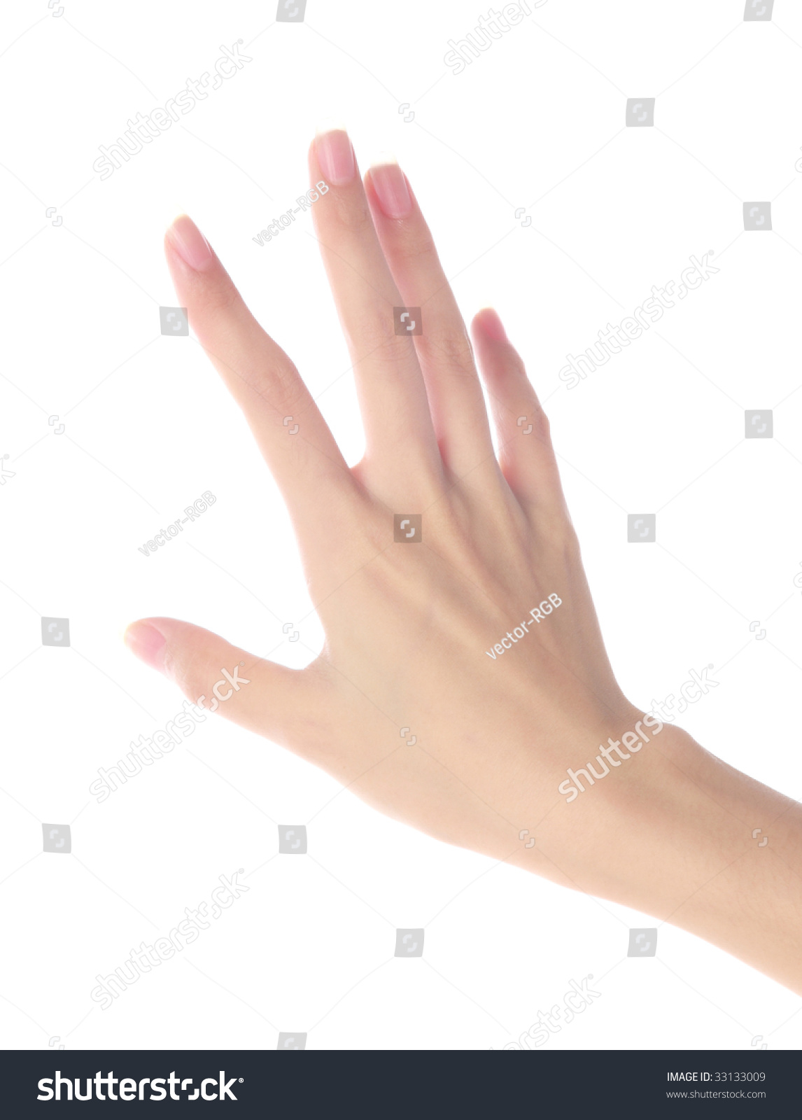 Women Hand On Isolated A White Background Stock Photo 33133009