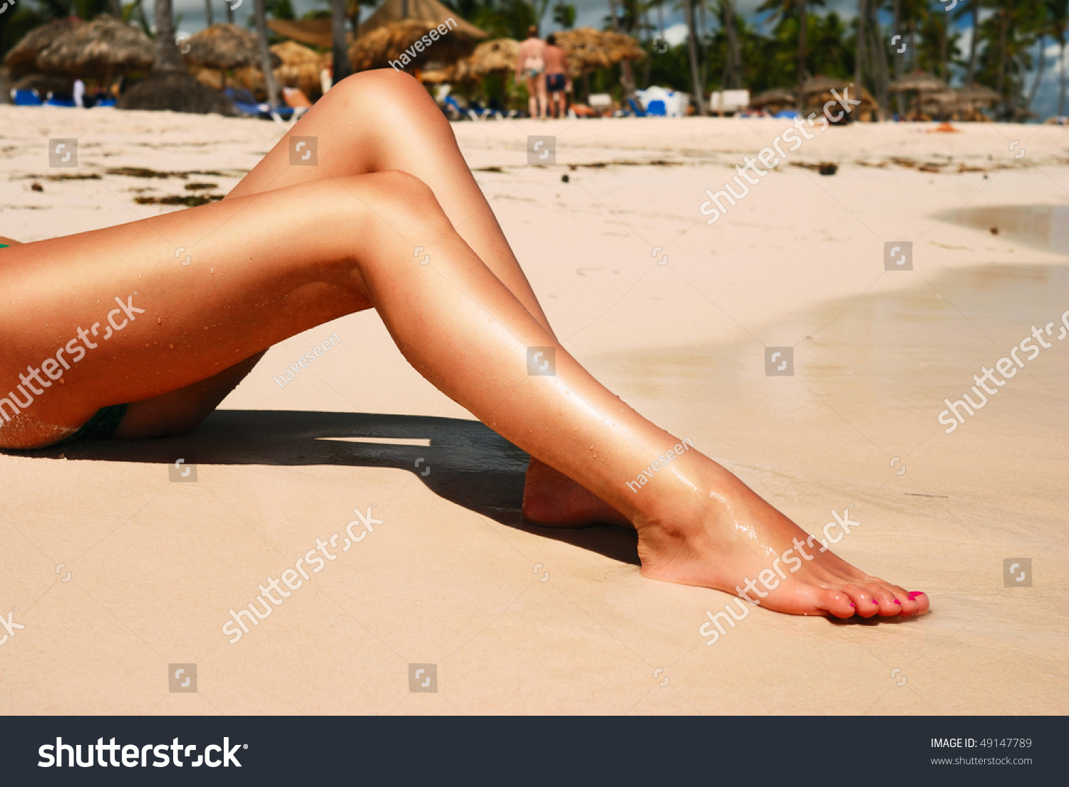 Womens Sexy Legs On Beach Stock Photo 49147789 Shutterstock