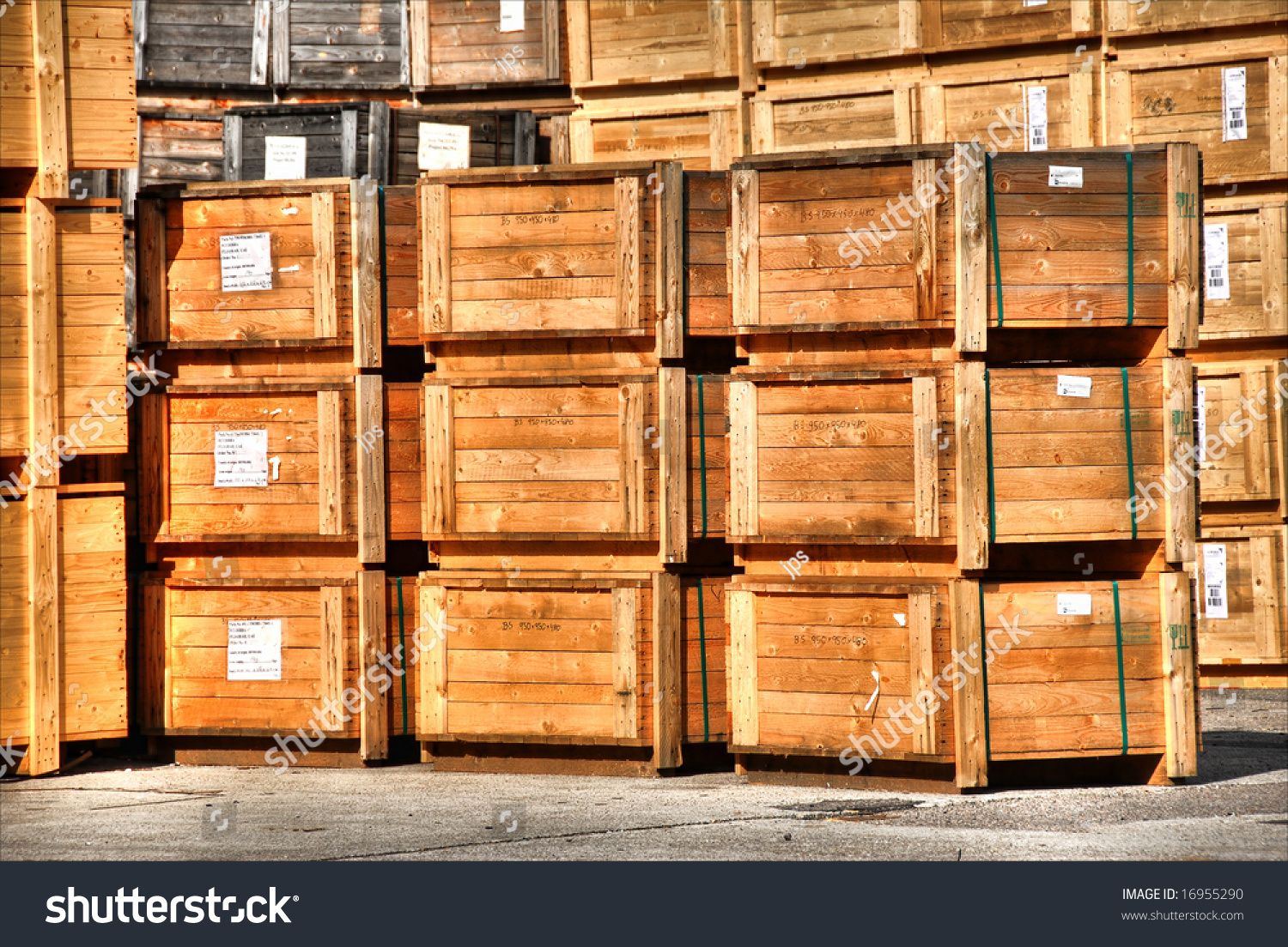 Wooden Crates Packed For Export. Hdr Type Of Image Stock Photo 16955290