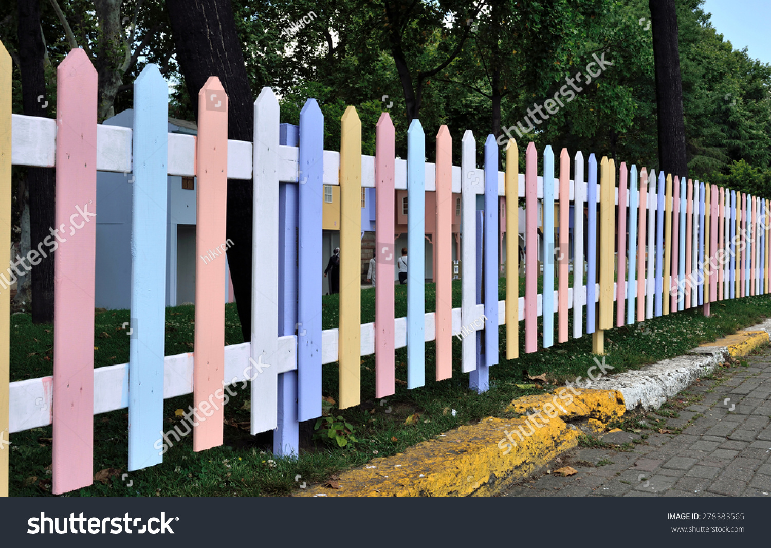 Wooden Fence Painted Bright Colors Stock Photo 278383565 - Shutterstock