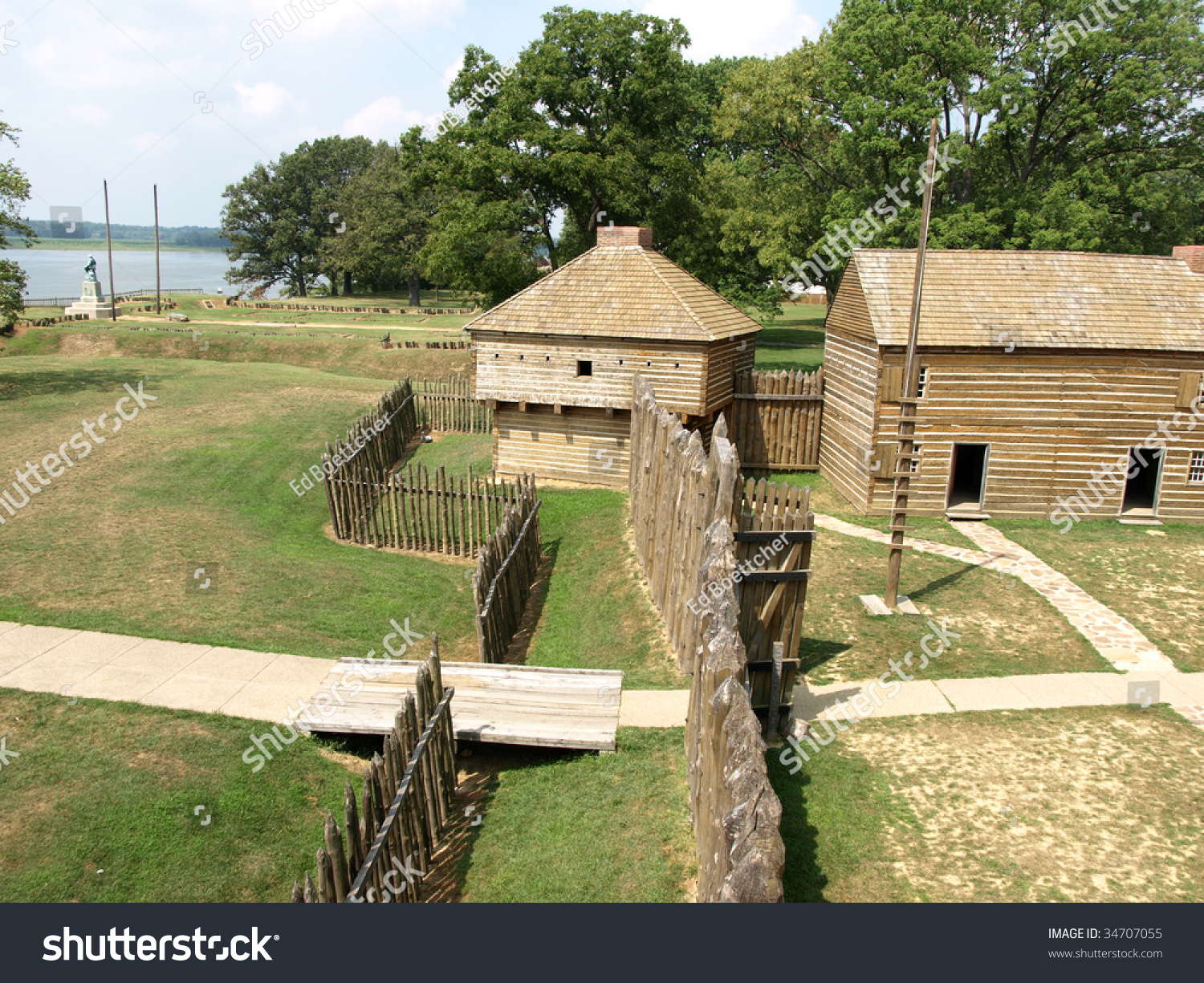 Wooden Fort From 1800's Courtyard And Gate Stock Photo 34707055 