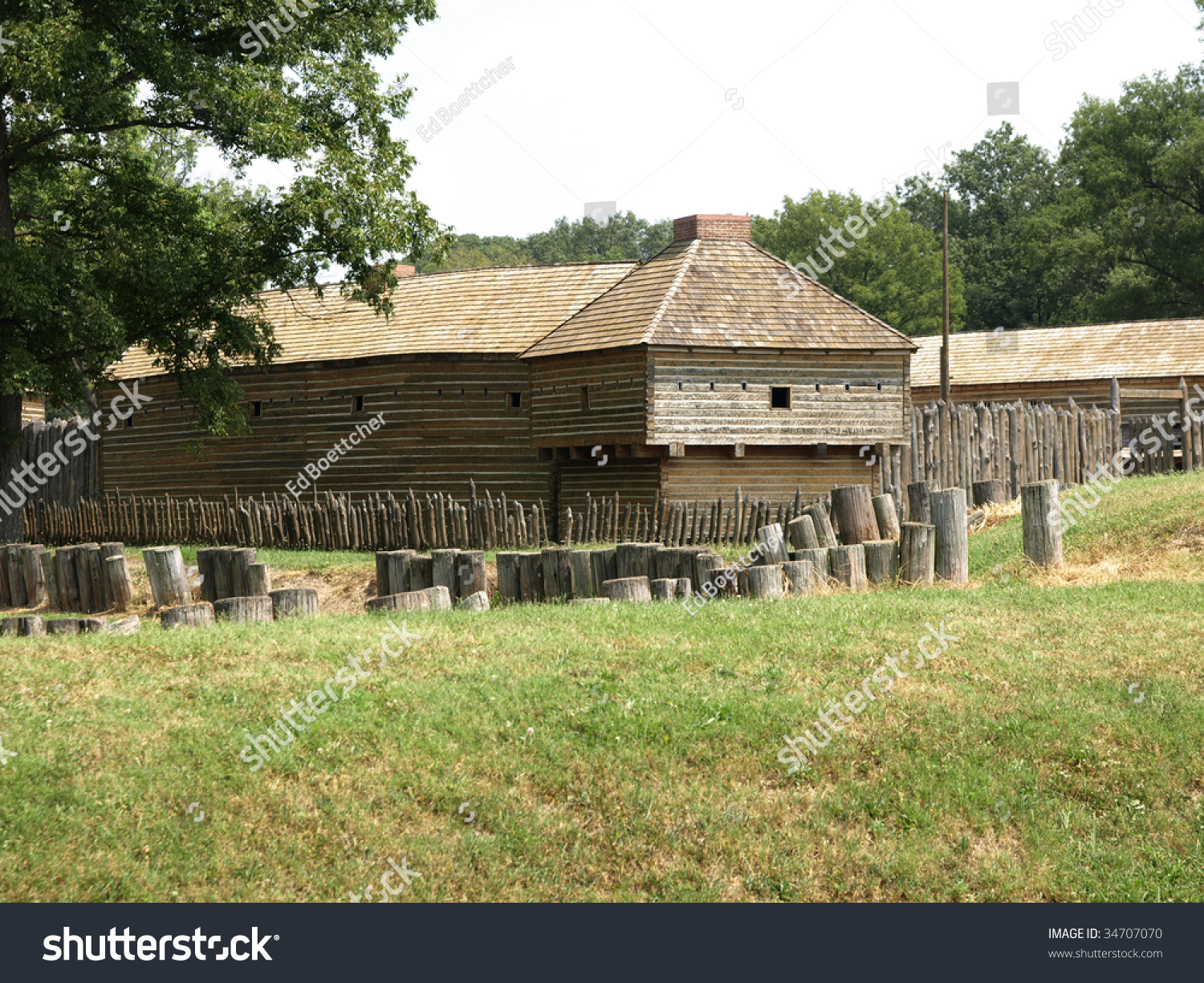 Wooden Fort 1800s Old Wall Foreground Stock Photo 34707070 - Shutterstock