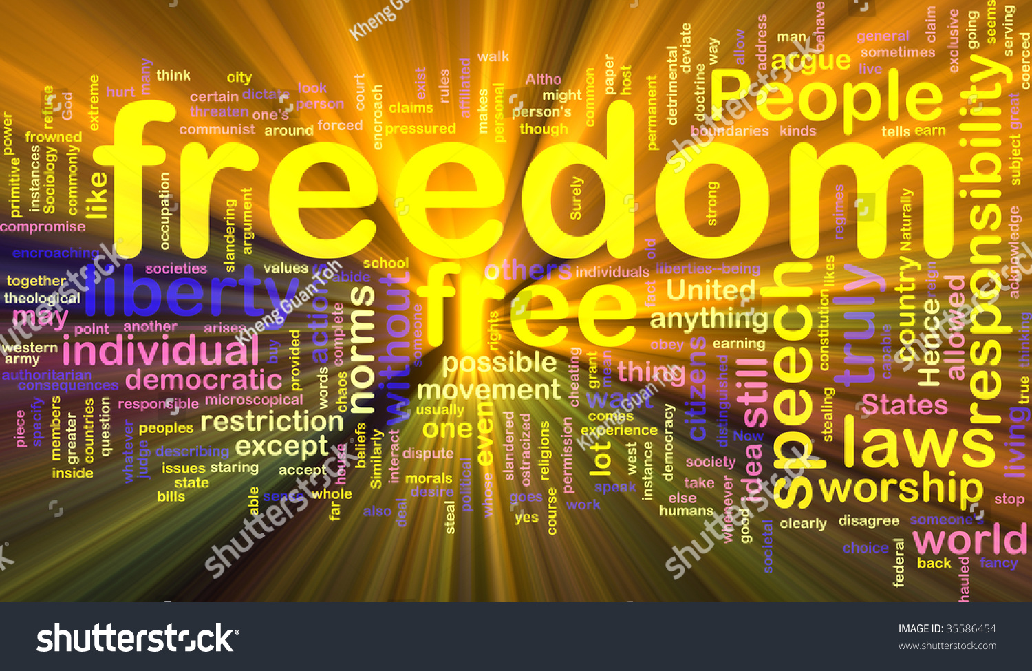 Word Cloud Concept Illustration Freedom Liberty Stock Illustration