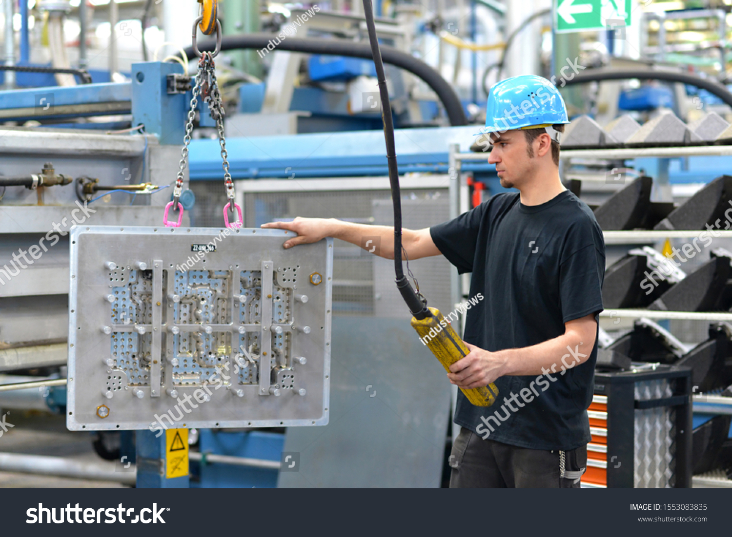 Worker Operates Crane Industrial Plant Interior Stock Photo Edit Now