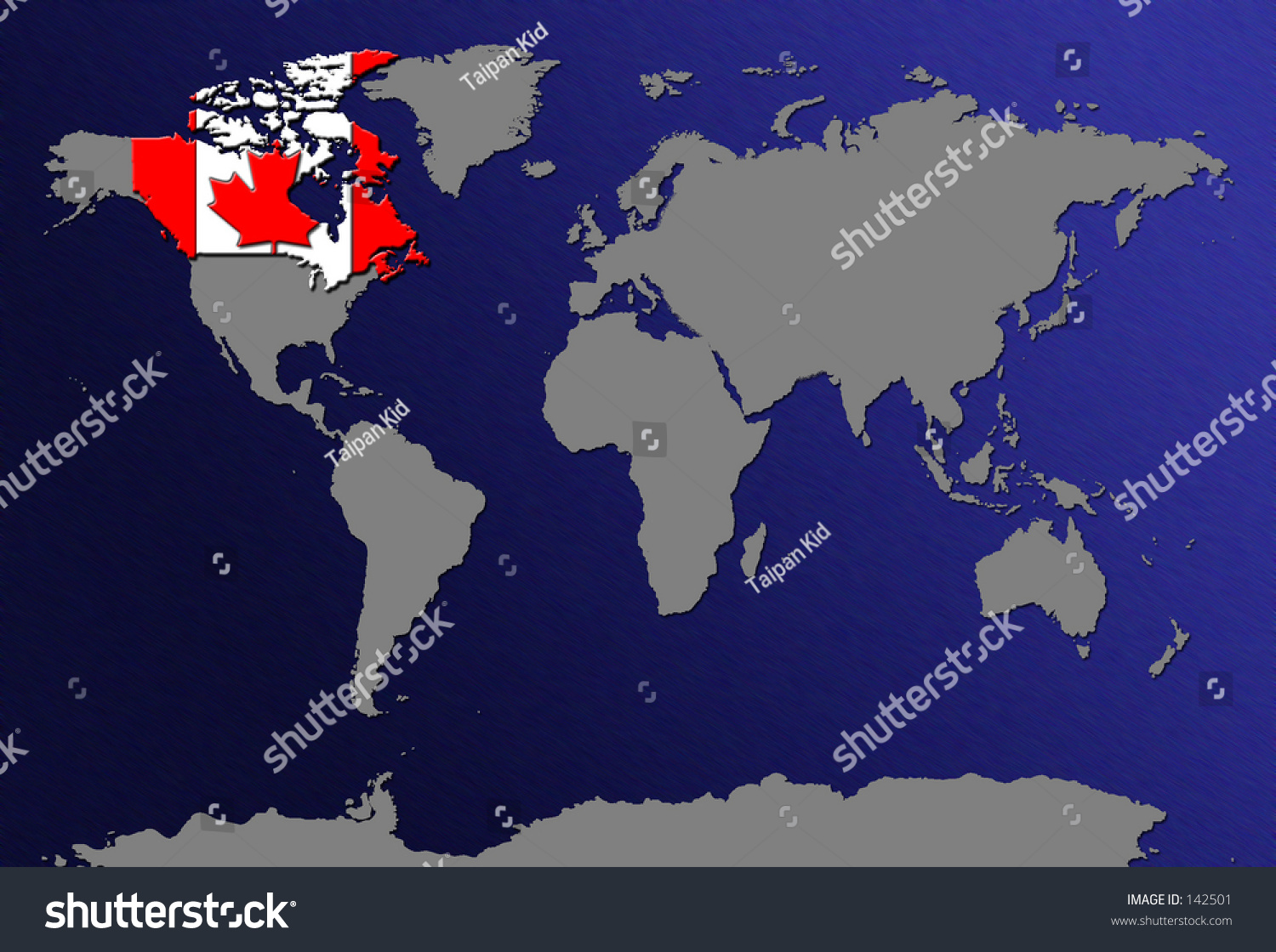 World Map - Highlight Canada With Flag Stock Photo 142501 : Shutterstock