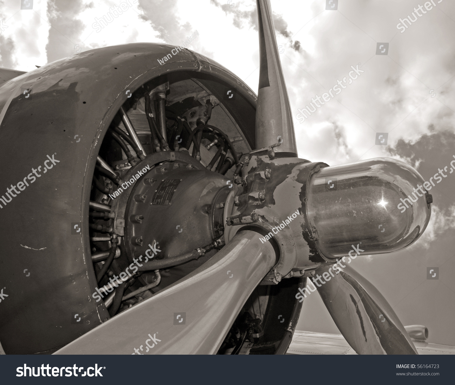 World War 2 Era Airplane Engine And Propeller Stock Photo 56164723