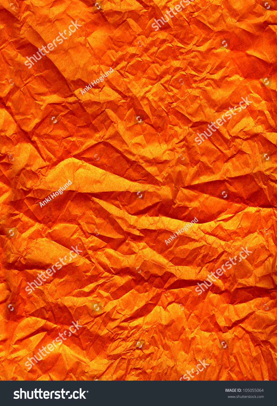 Wrinkled Orange Silk Paper Background Texture Stock Photo 105055064