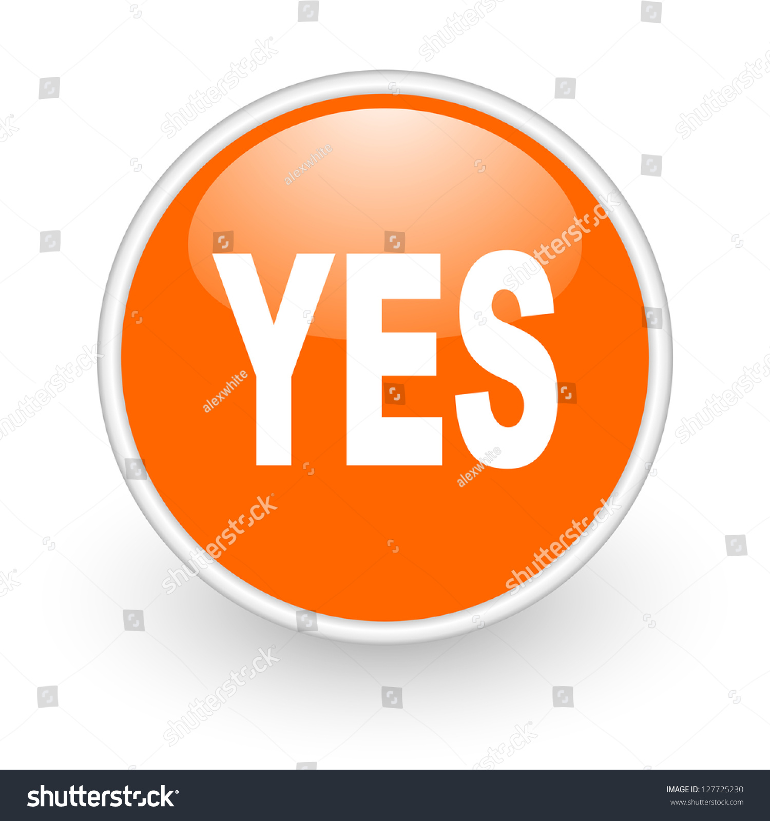 Yes Orange Circle Glossy Web Icon Stock Illustration 127725230 