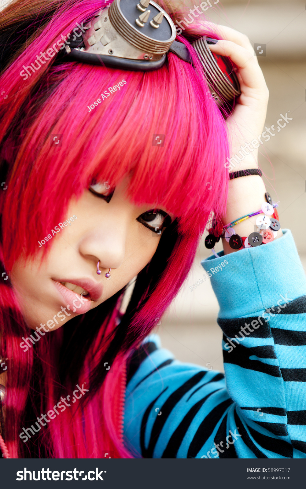 Young Asian Pink Haired Girl Portrait Stock Photo 5899731