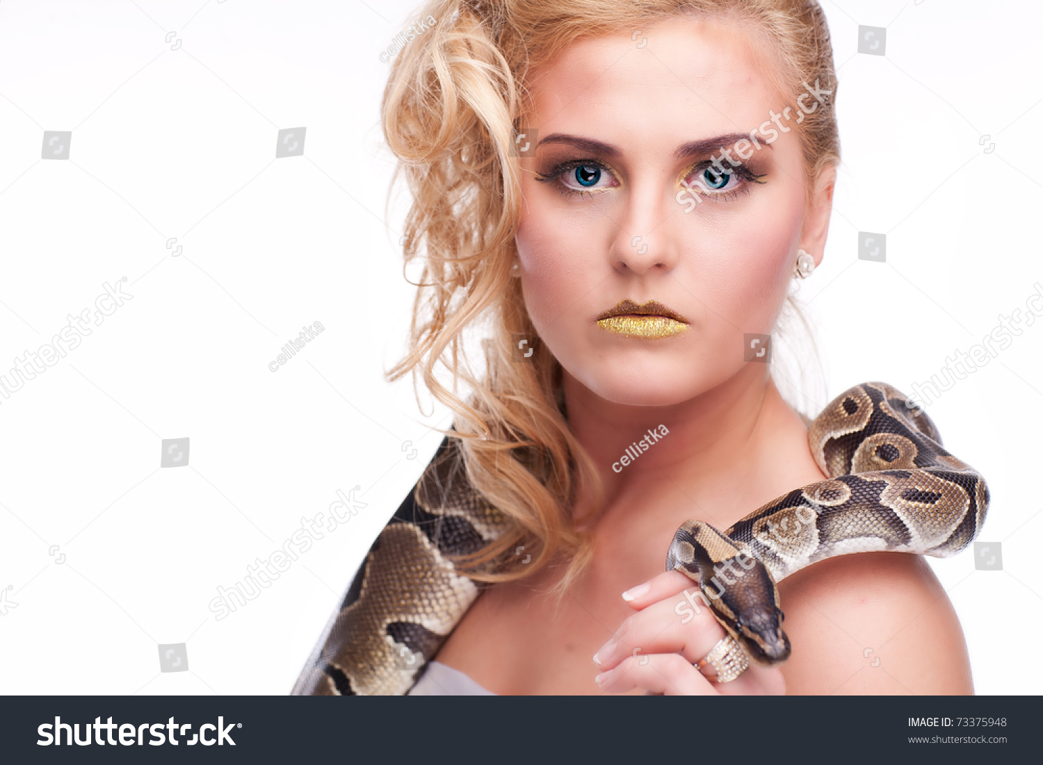 Young Beautiful Sensual Woman Snake Around Stock Photo 73375948 