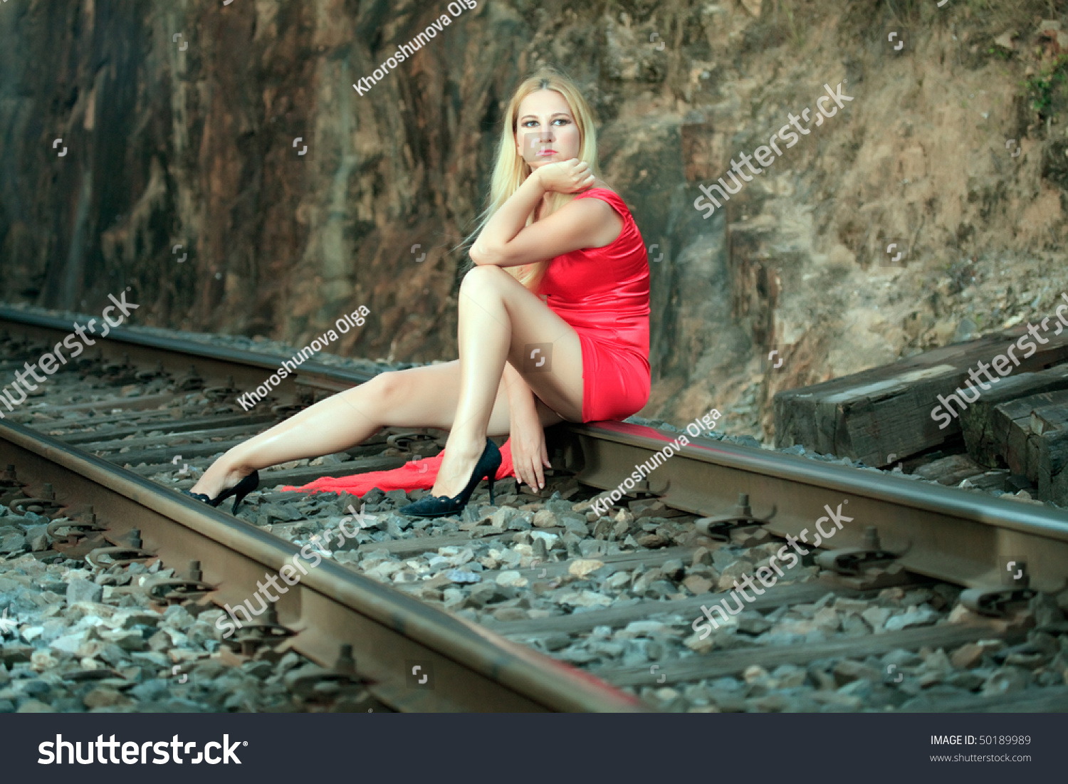 Young Beautiful Woman Sitting On Train Stock Photo 50189989 - Shutterstock