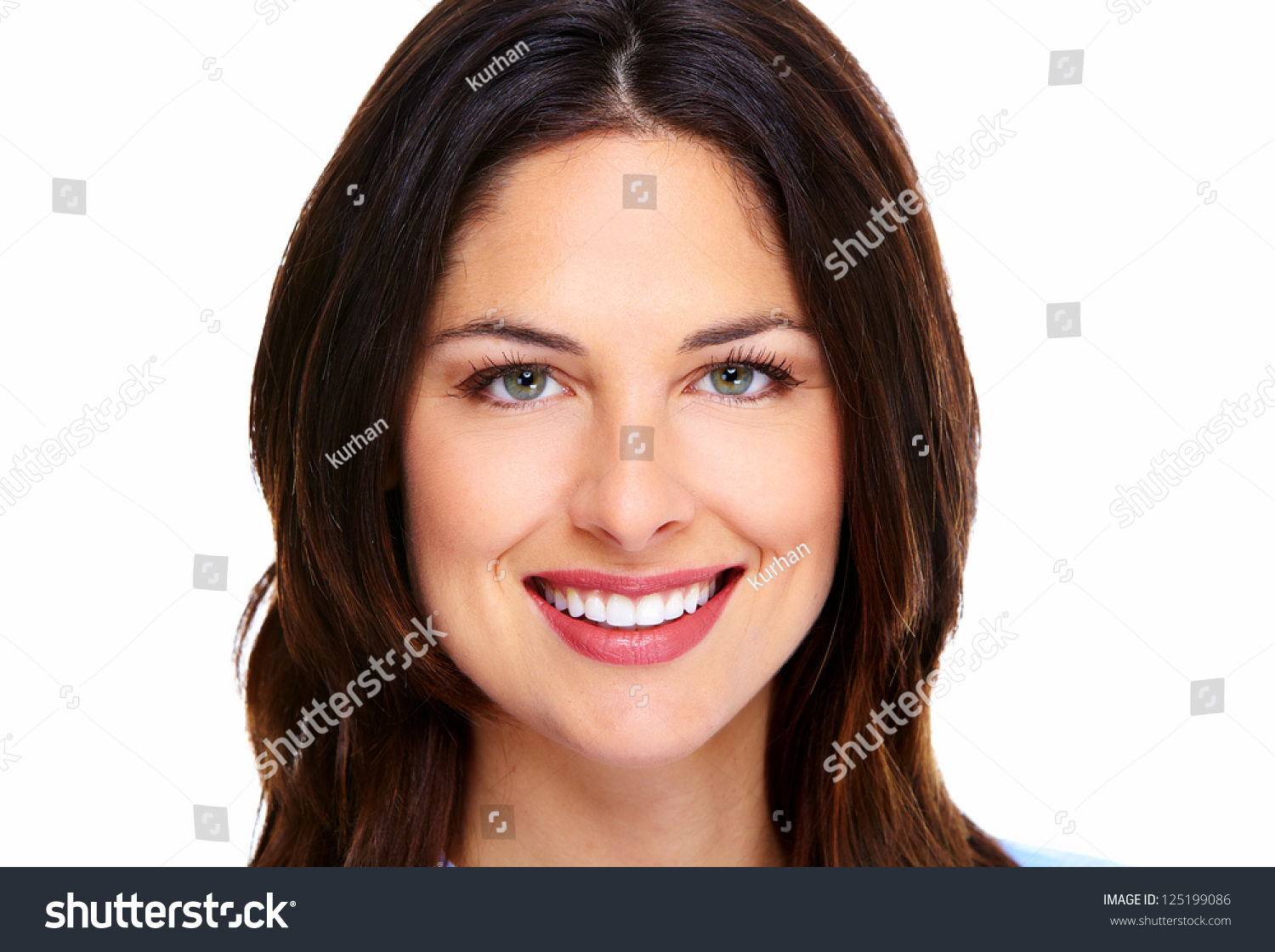 Young Beautiful Woman Portrait Isolated Over White Background Stock