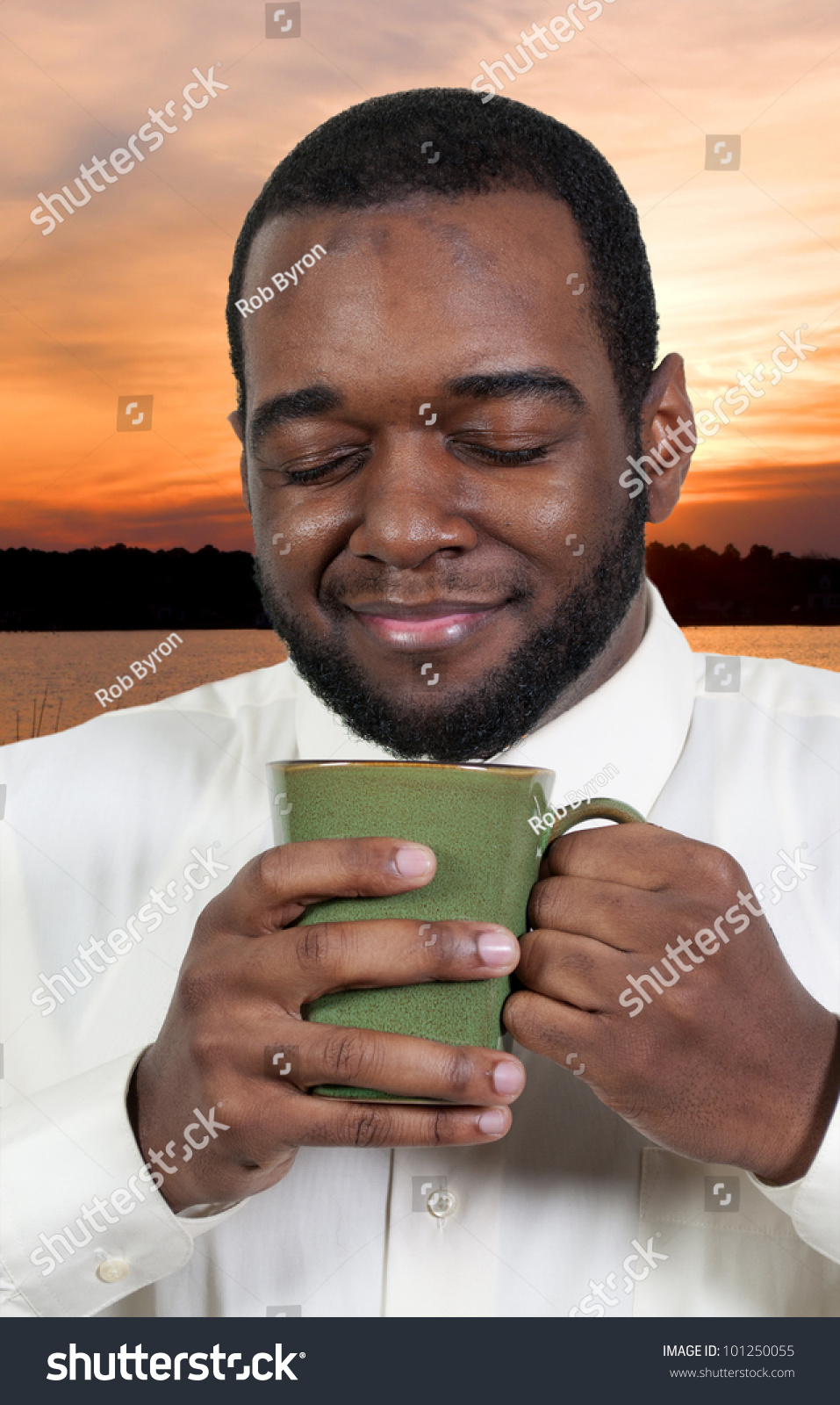 Young Black African American Man Drinking Coffee Stock Photo 101250055 