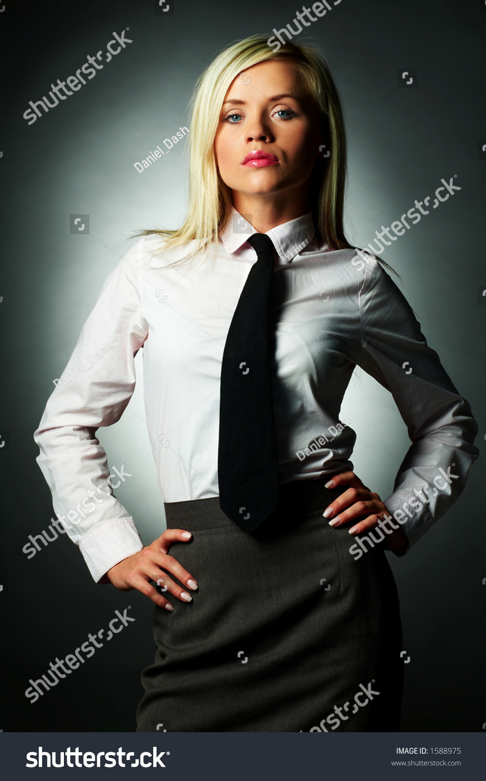 white shirt with black tie women