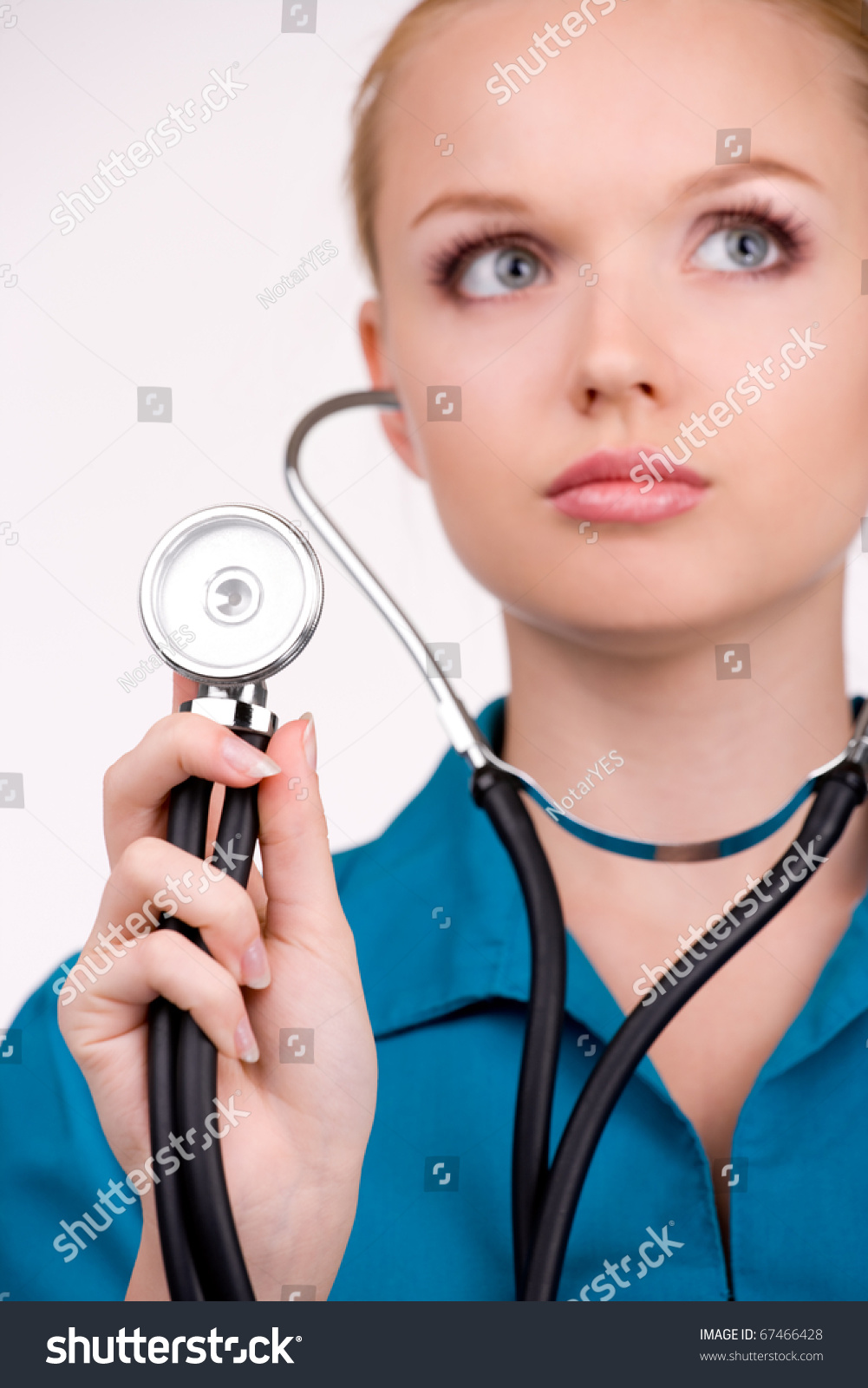 First time virginity men Listening to adult female heart beat with stethoscope