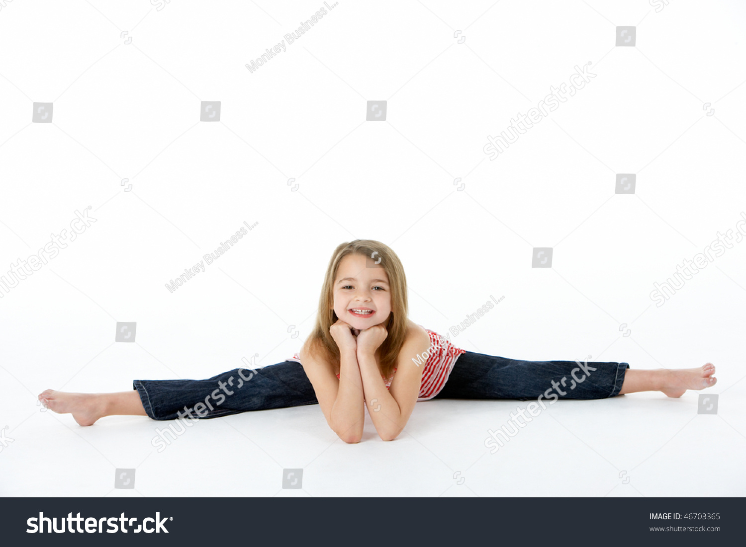 Flexible Little Girl Doing Vertical Split Stock Photo 