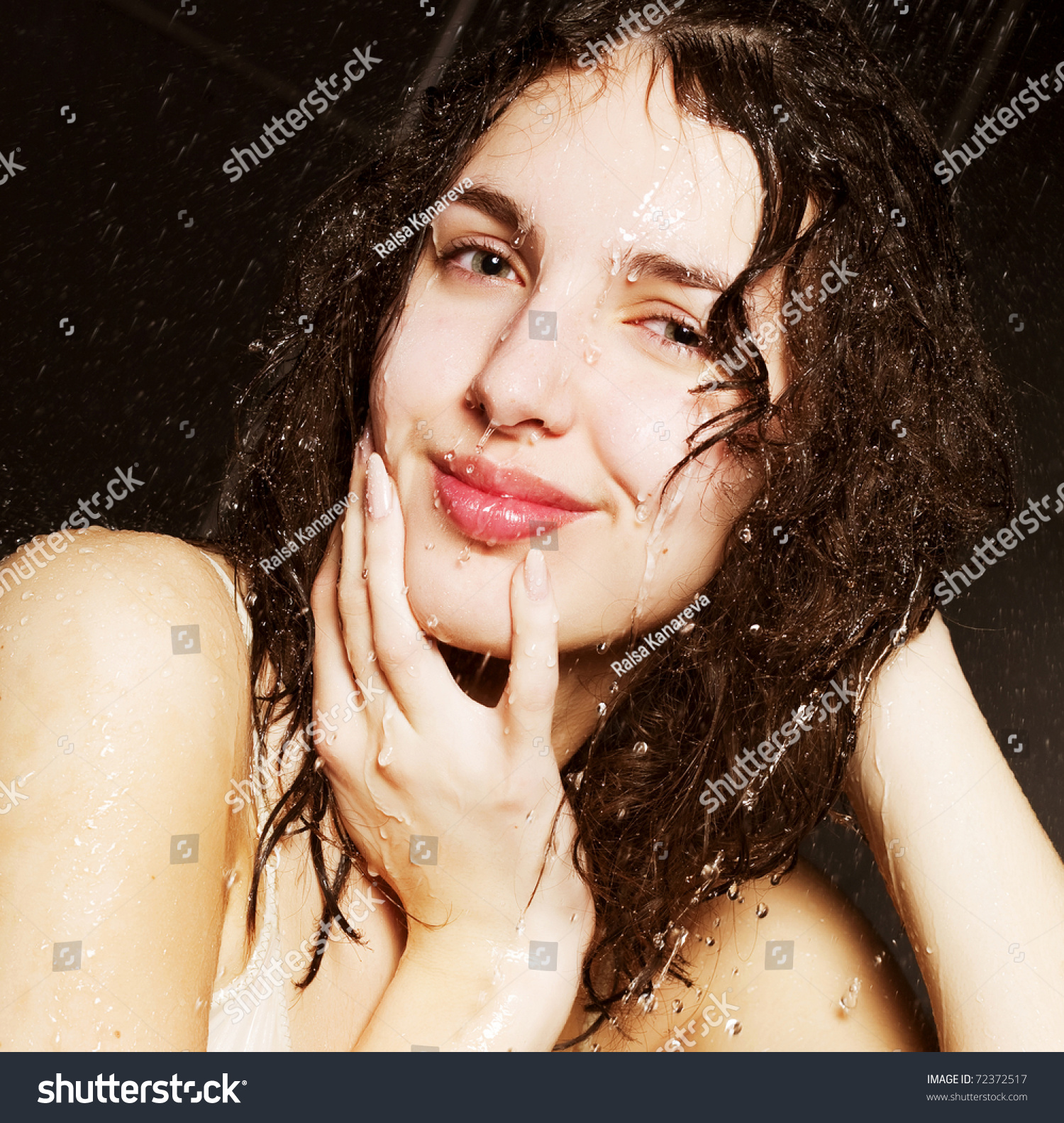 Young Girl Taking A Shower Stock Photo 7