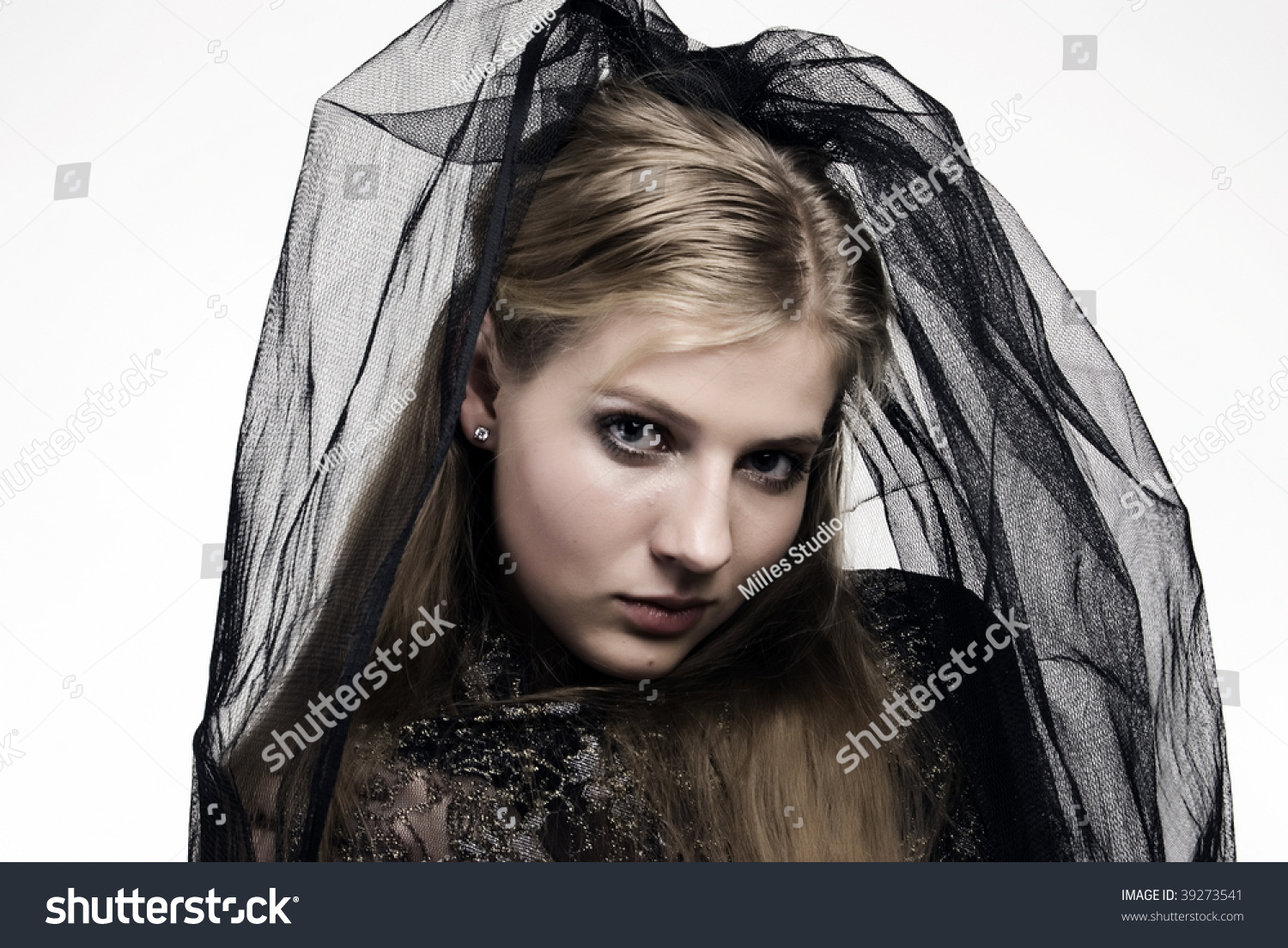 Young Gothic Woman Portrait - Gothic Bride Stock Photo 39273541