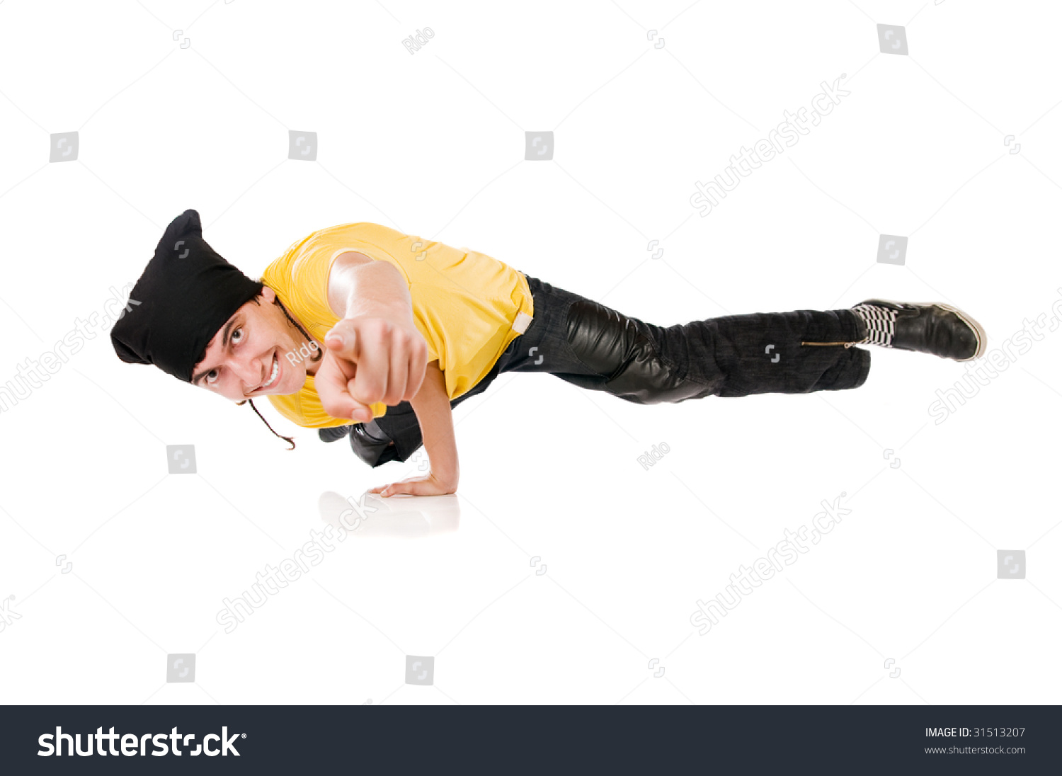 Young Happy Breakdancer Pointing The Index Finger At You