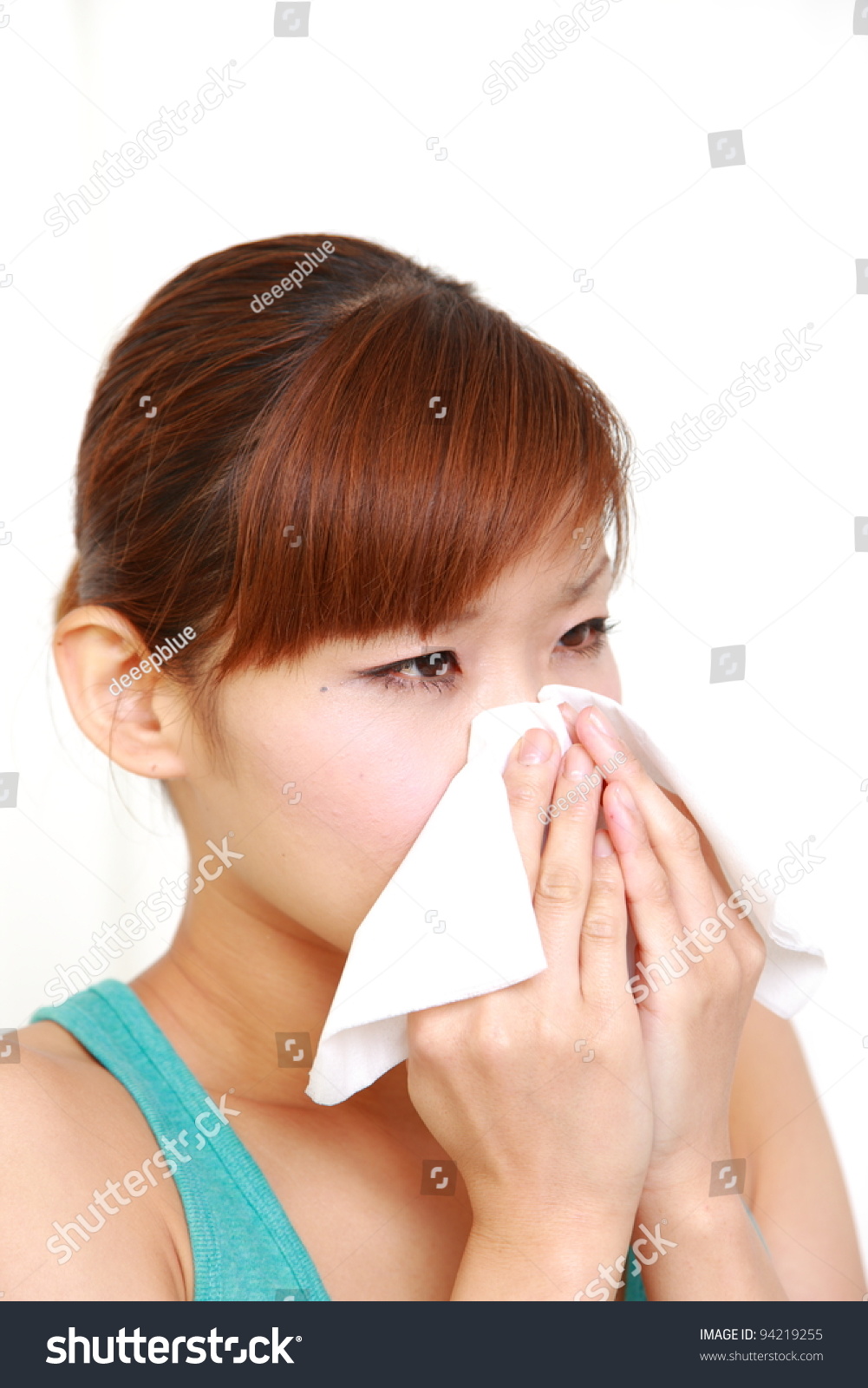 Young Japanese Woman Sneezing Allergy Cold Stock Photo 94219255