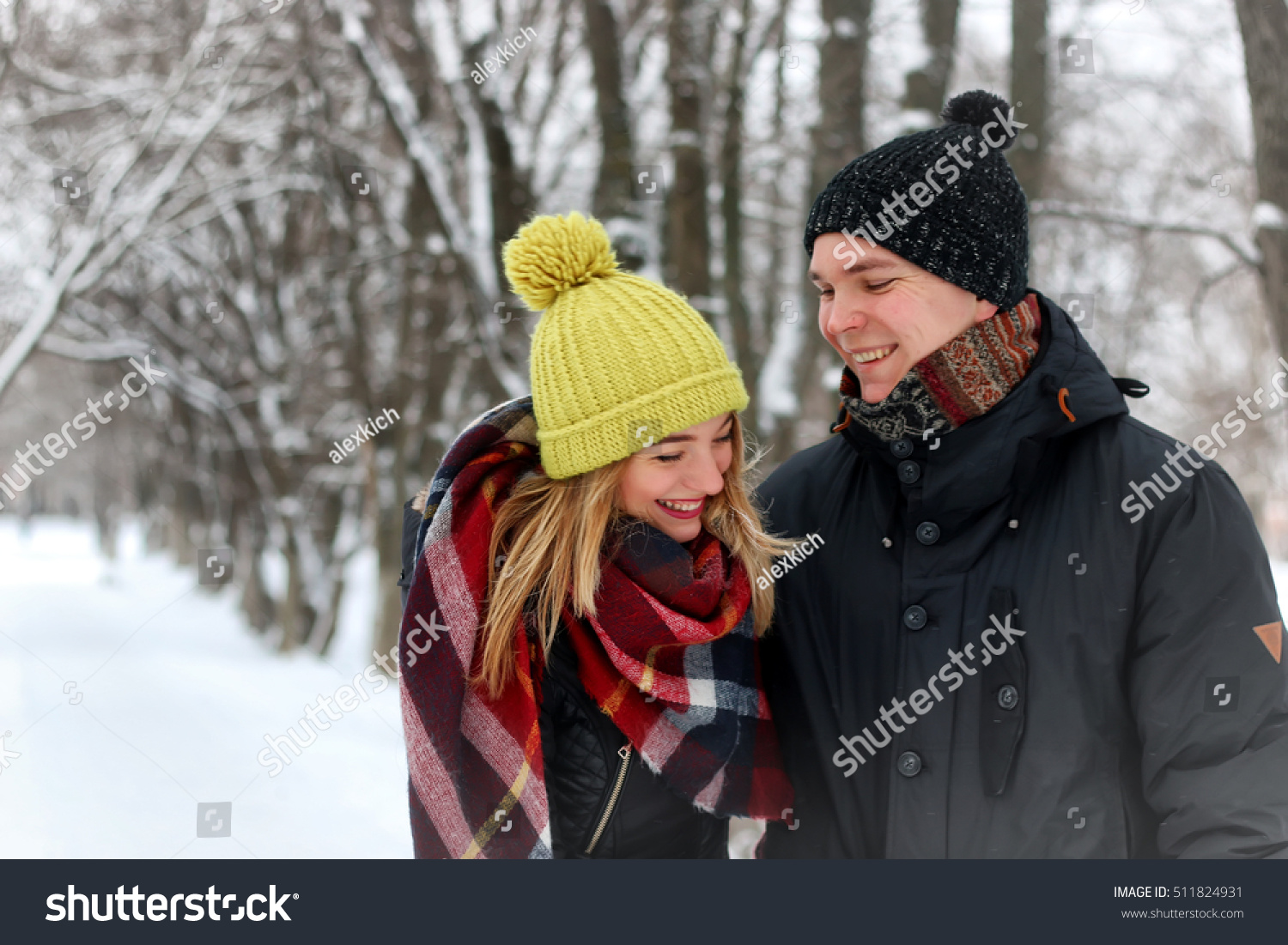 young lovers walk smile winter young lovers walk smile winter