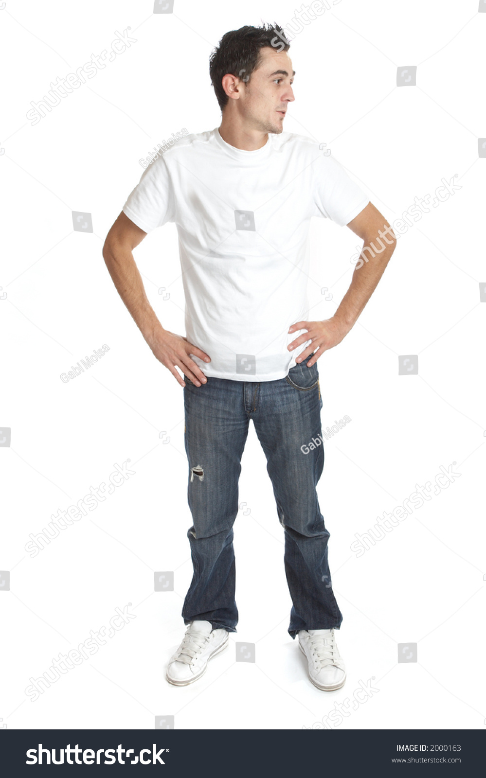 Young Man Over White Background Looking Left Stock Photo 2000163