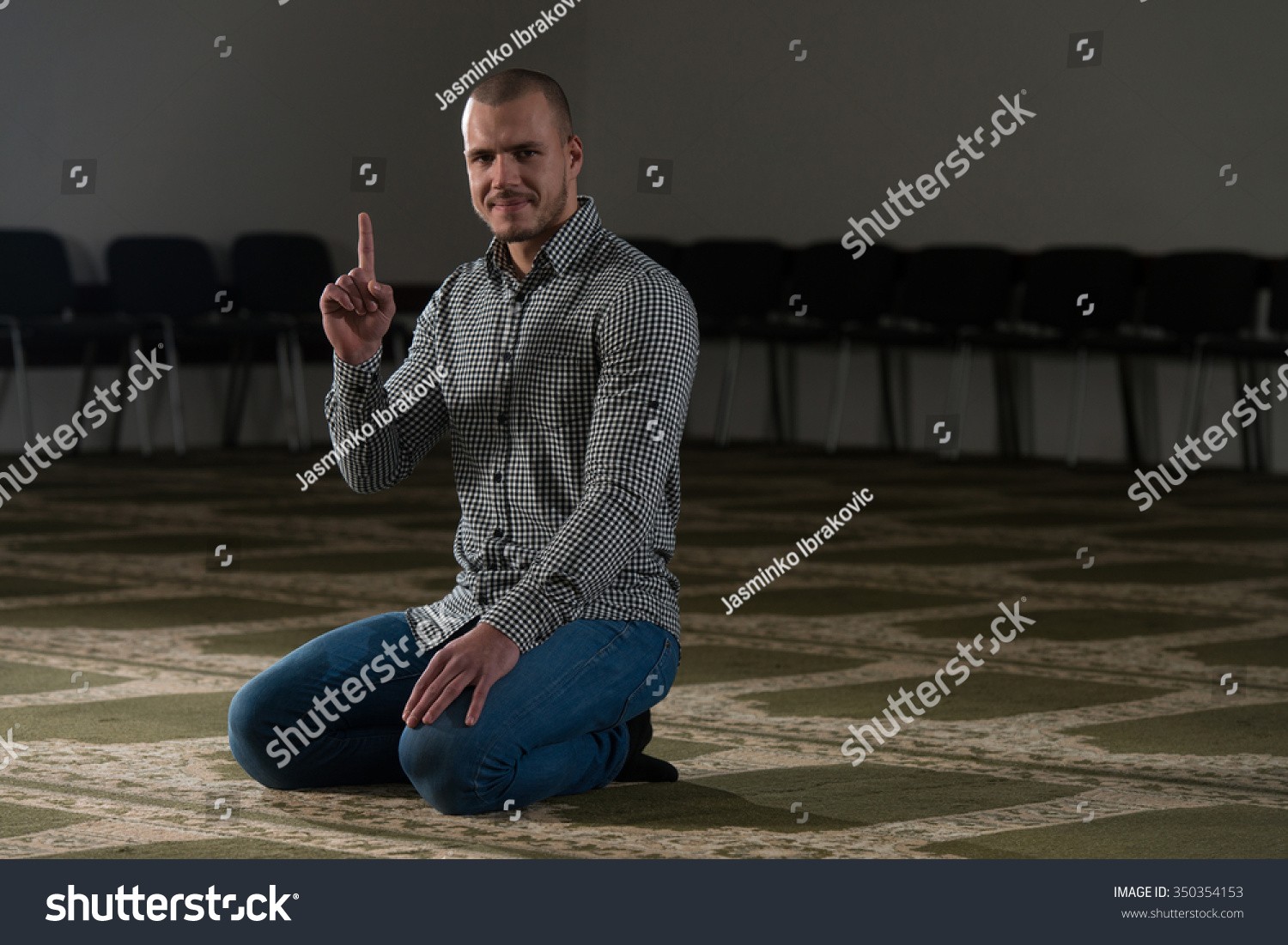 Young Muslim Man Making Traditional Prayer To God Allah Young Muslim Man Making Traditional Prayer To God Allah