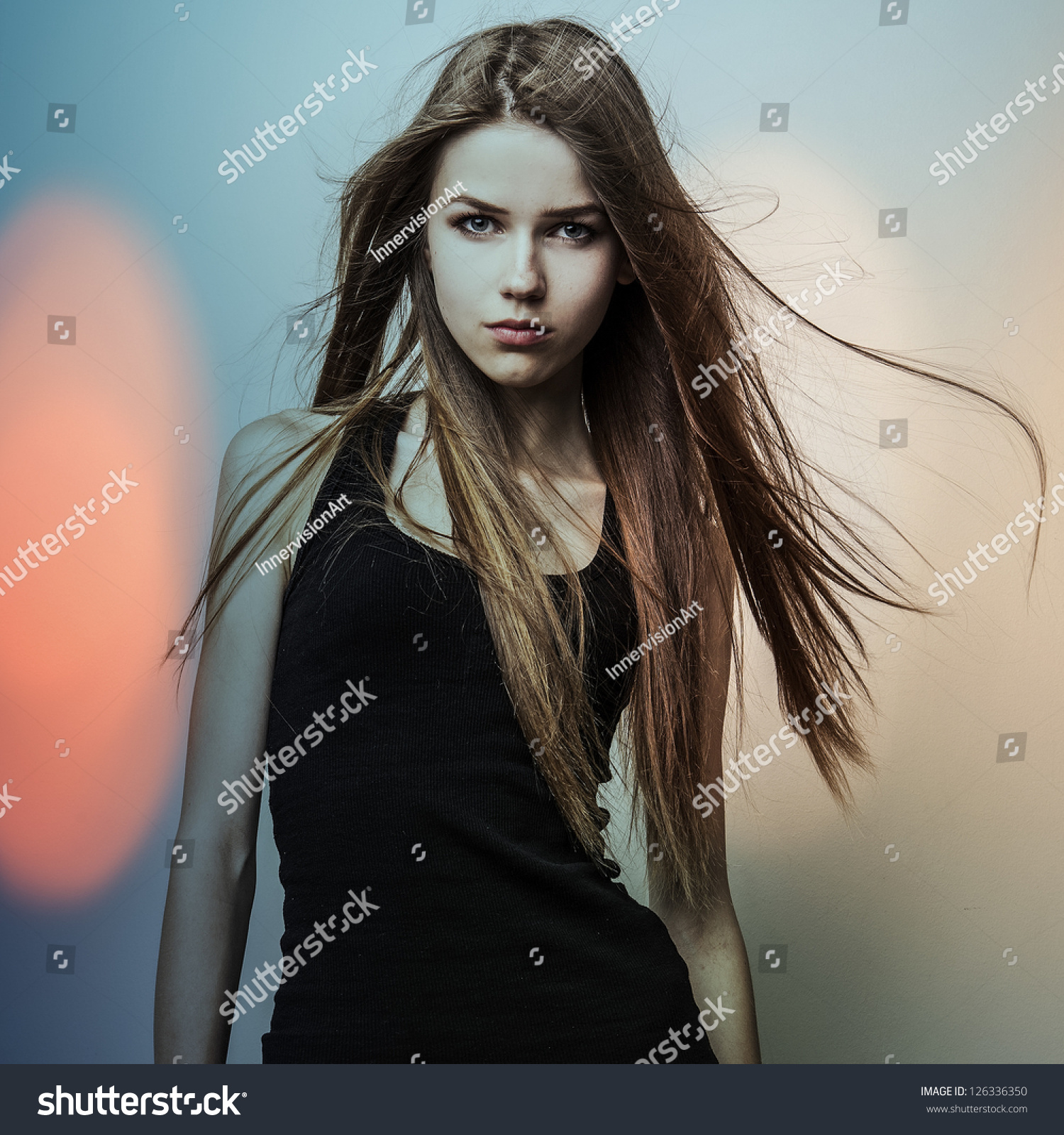 Young Sensual Model Girl Color Face Stock Photo 126336350 - Shutterstock