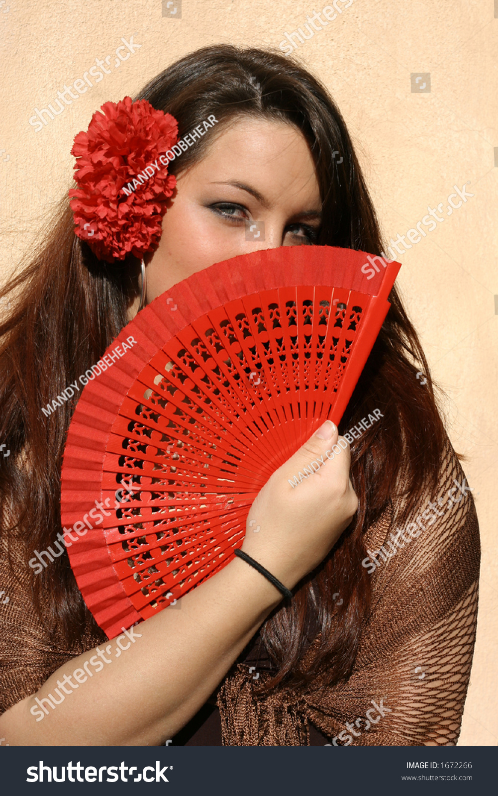 Young Spanish Woman With Red Fan. Stock Photo 1672266 ...