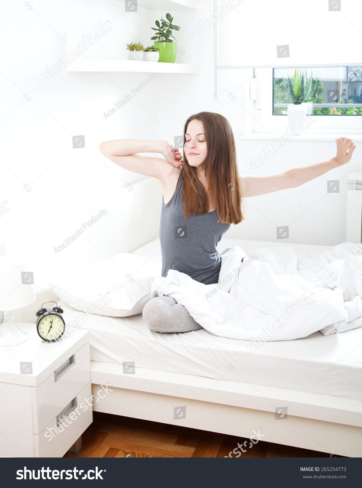 Young Woman Waking Happily After Good Stock Photo 265254773 | Shutterstock