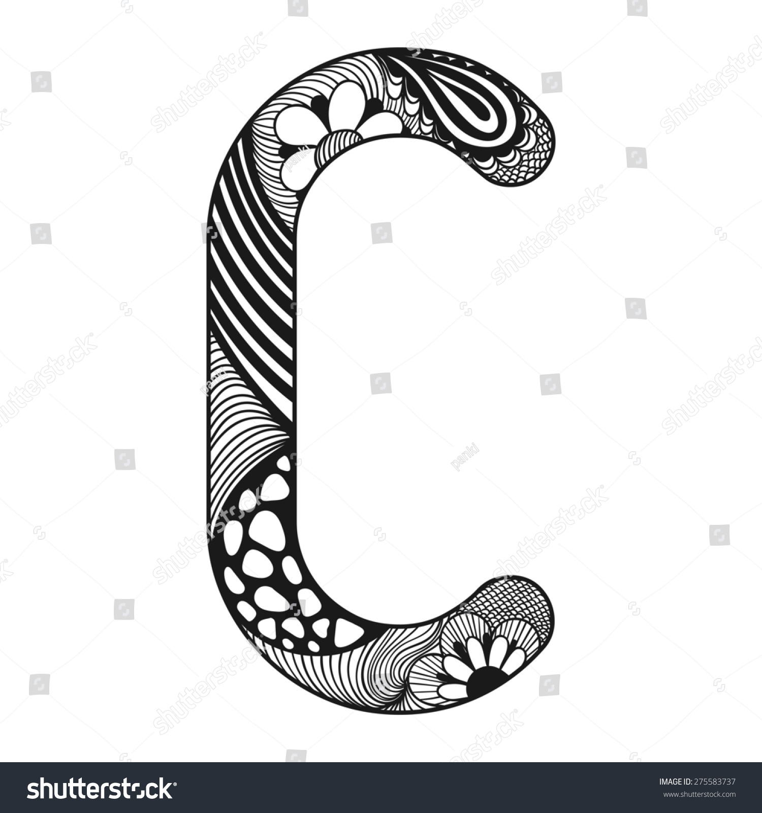 Zentangle Stylized Alphabet Lace Letter C Shutterstock