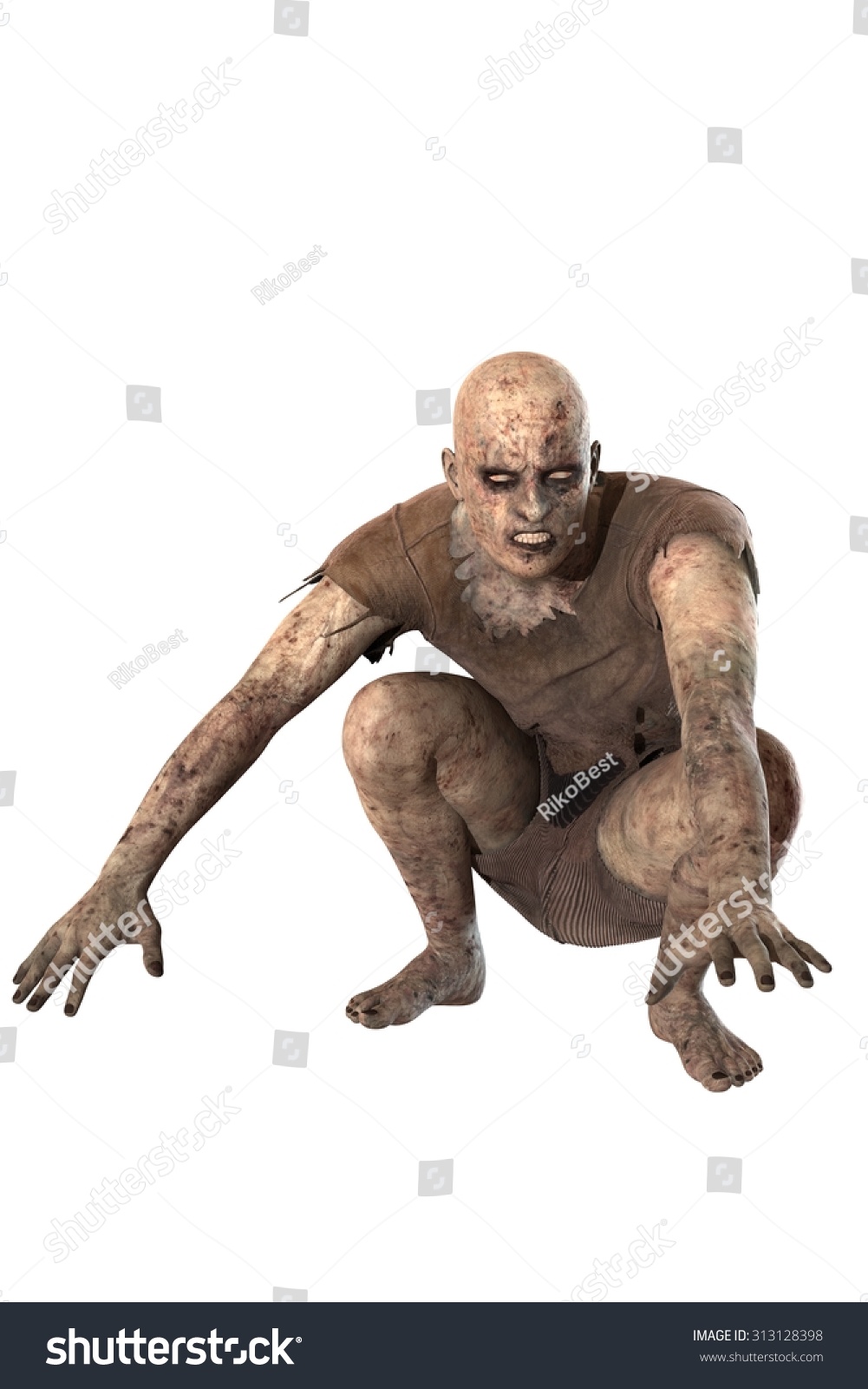 Zombie Isolated On White Background Stock Photo 313128398 : Shutterstock
