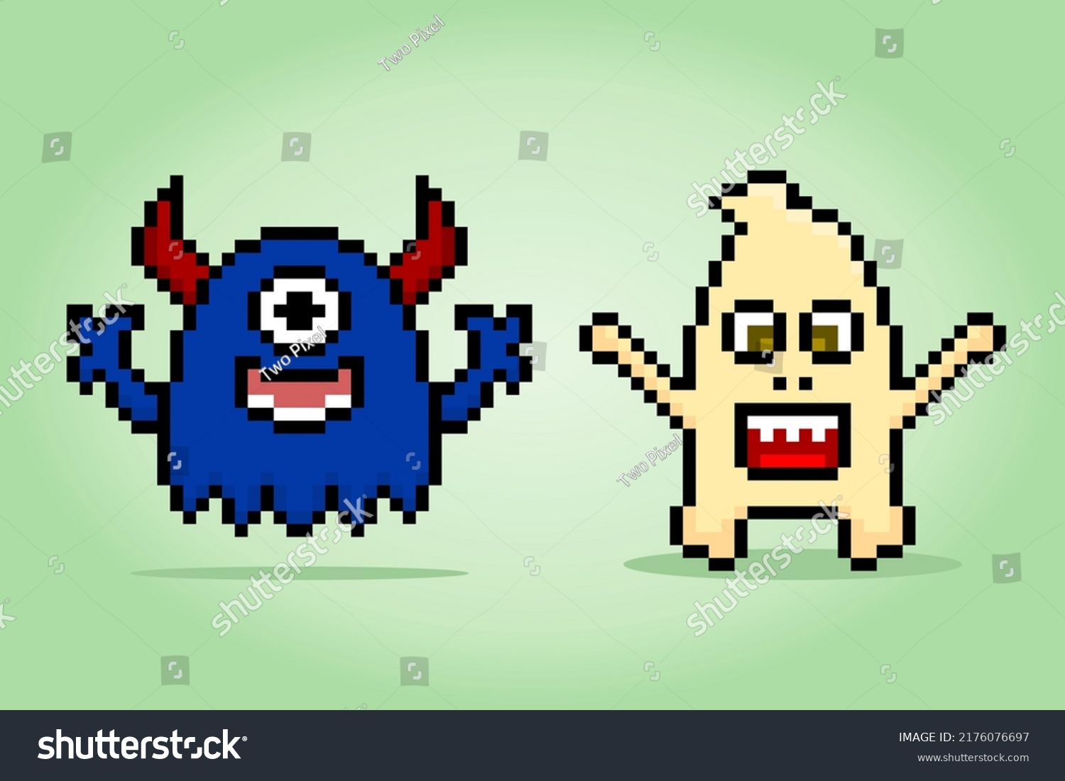 Bit Pixel Cute Monster Illustration Pixel Stock Vector Royalty Free