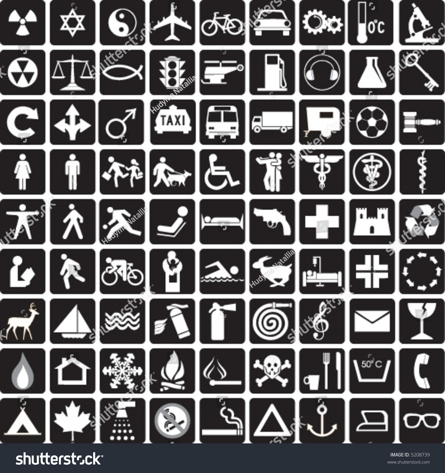 81 Black White Icons Symbols Collection Stock Vector 5208739 - Shutterstock