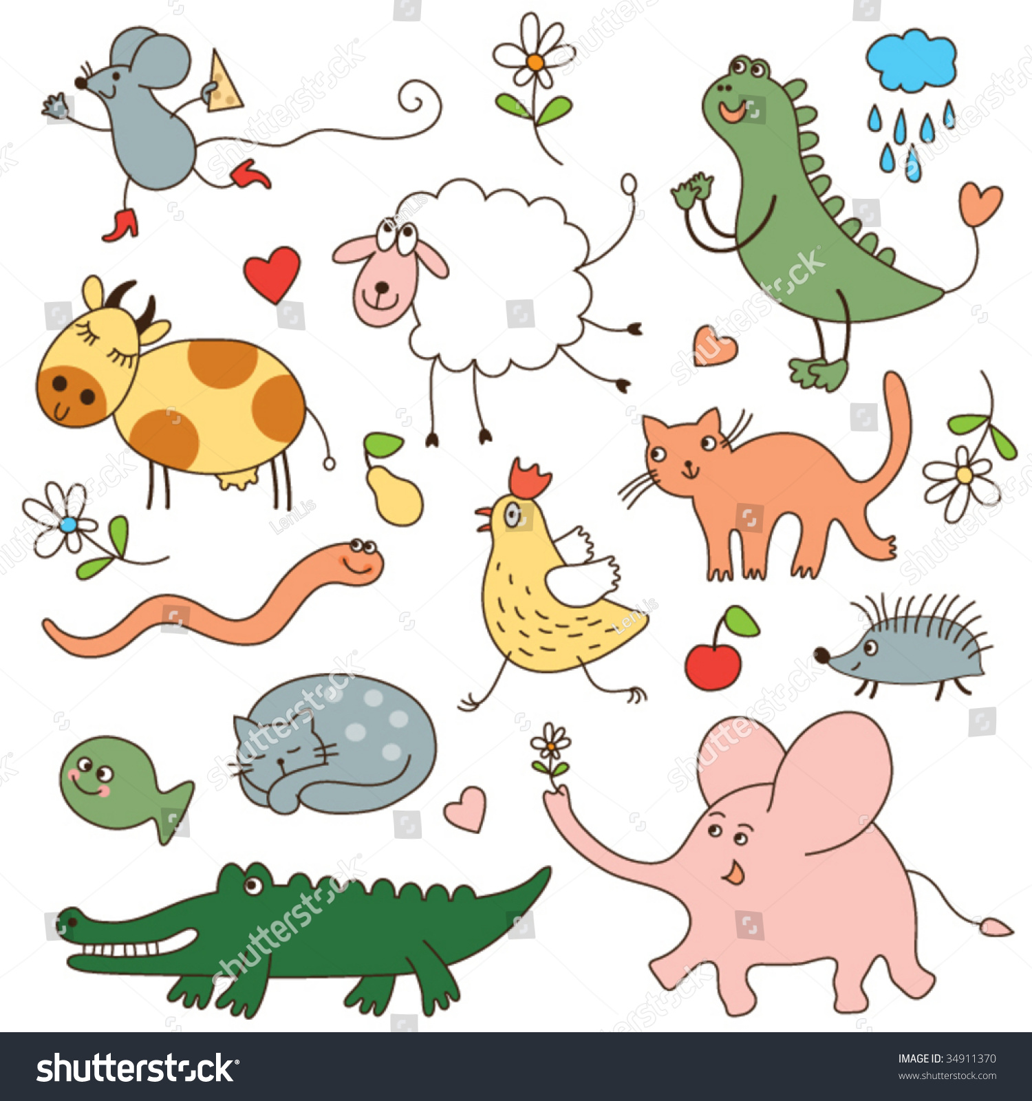 Cartoon Animals Stock Vector Illustration 34911370 : Shutterstock