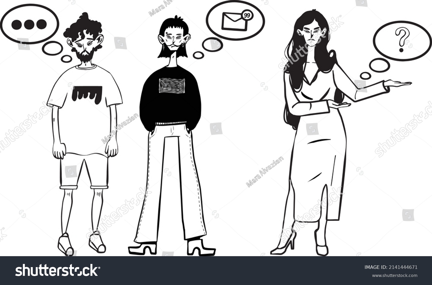 Characters Standing Next Each Other Stock Vector Royalty Free